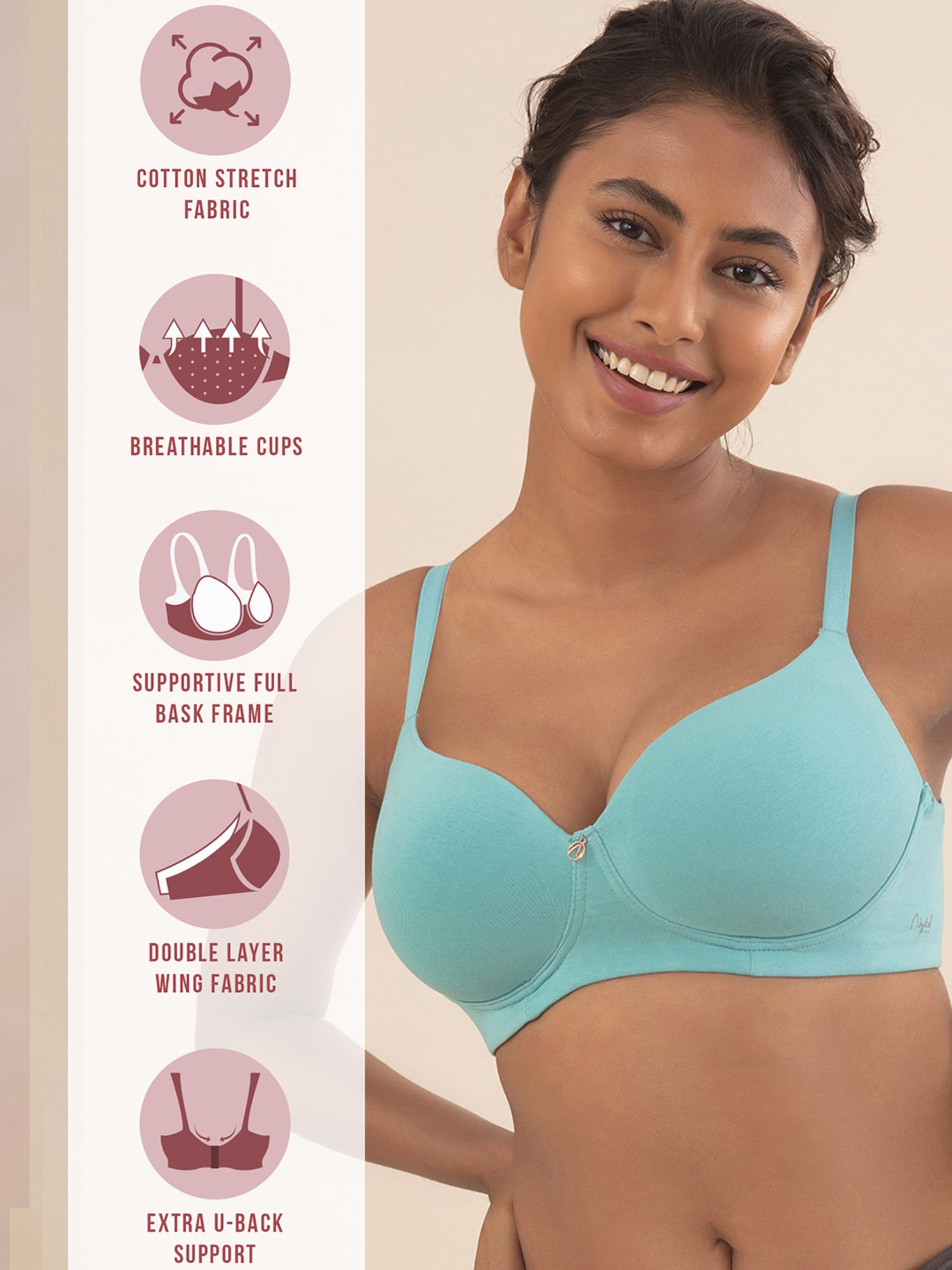 Buy Nykd by Nykaa Soft Cup Easy-peasy Slip-on Bra with Full Coverage -  Green NYB113 online
