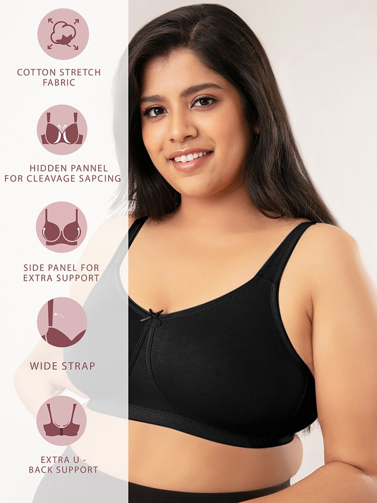 NYKD Flawless Me Breast Separator Rich Cotton Everyday Bra for