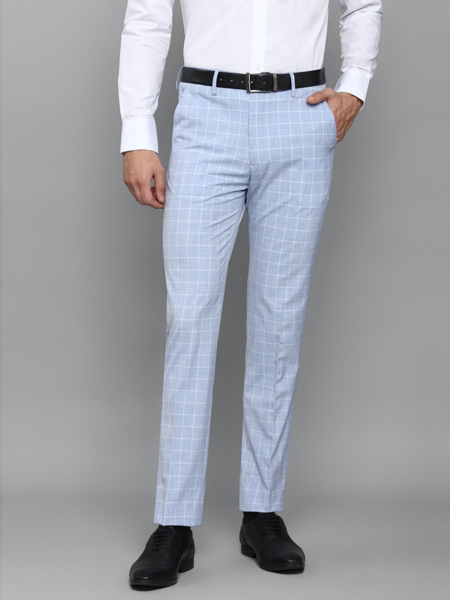Buy Men Grey Slim Fit Solid Flat Front Business Casual Chinos Online -  48361 | Louis Philippe