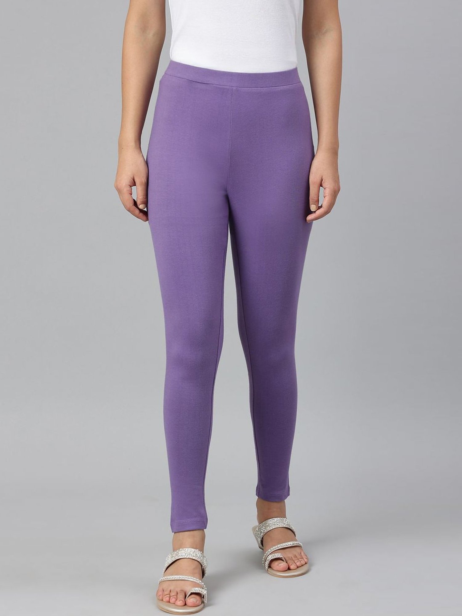 Buy Lyra Women's Lilac solid Ankle Leggings Online at Best Prices