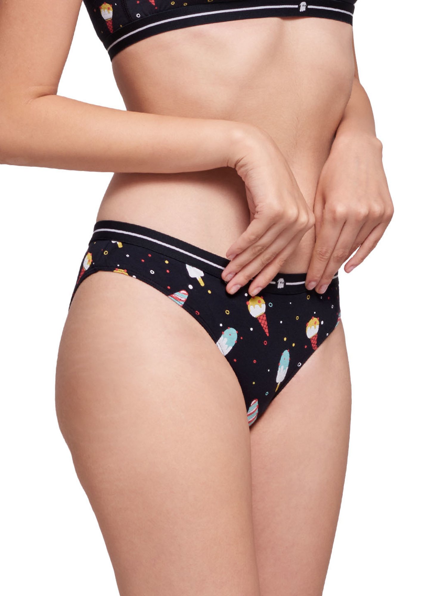 Buy The Souled Store Black Printed Bikini Panty for Women Online