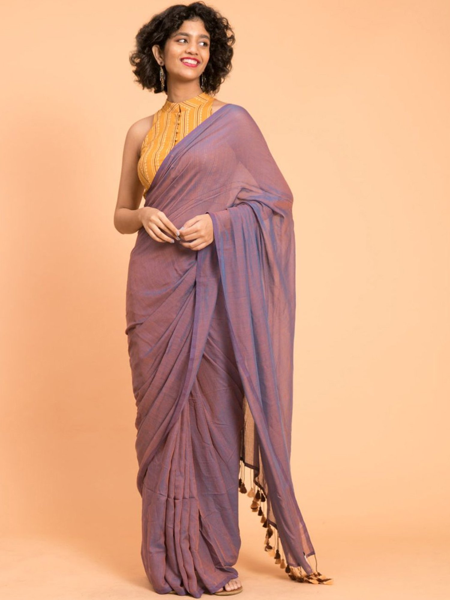 Buy Suta Purple Plain Saree Without Blouse for Women Online @ Tata CLiQ