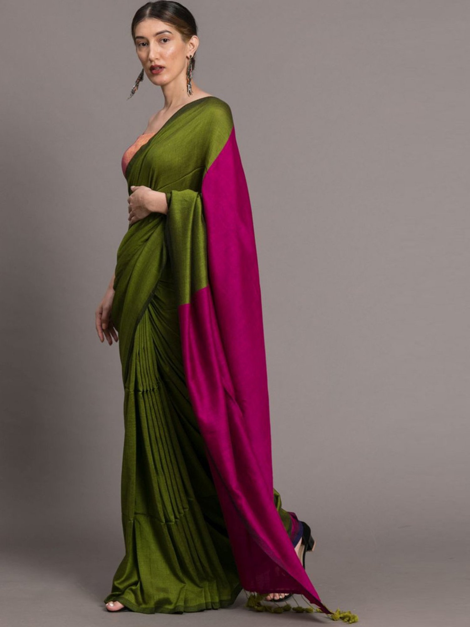 Buy Gorgeous Green Zari Woven Silk Event Wear Saree - Zeel Clothing