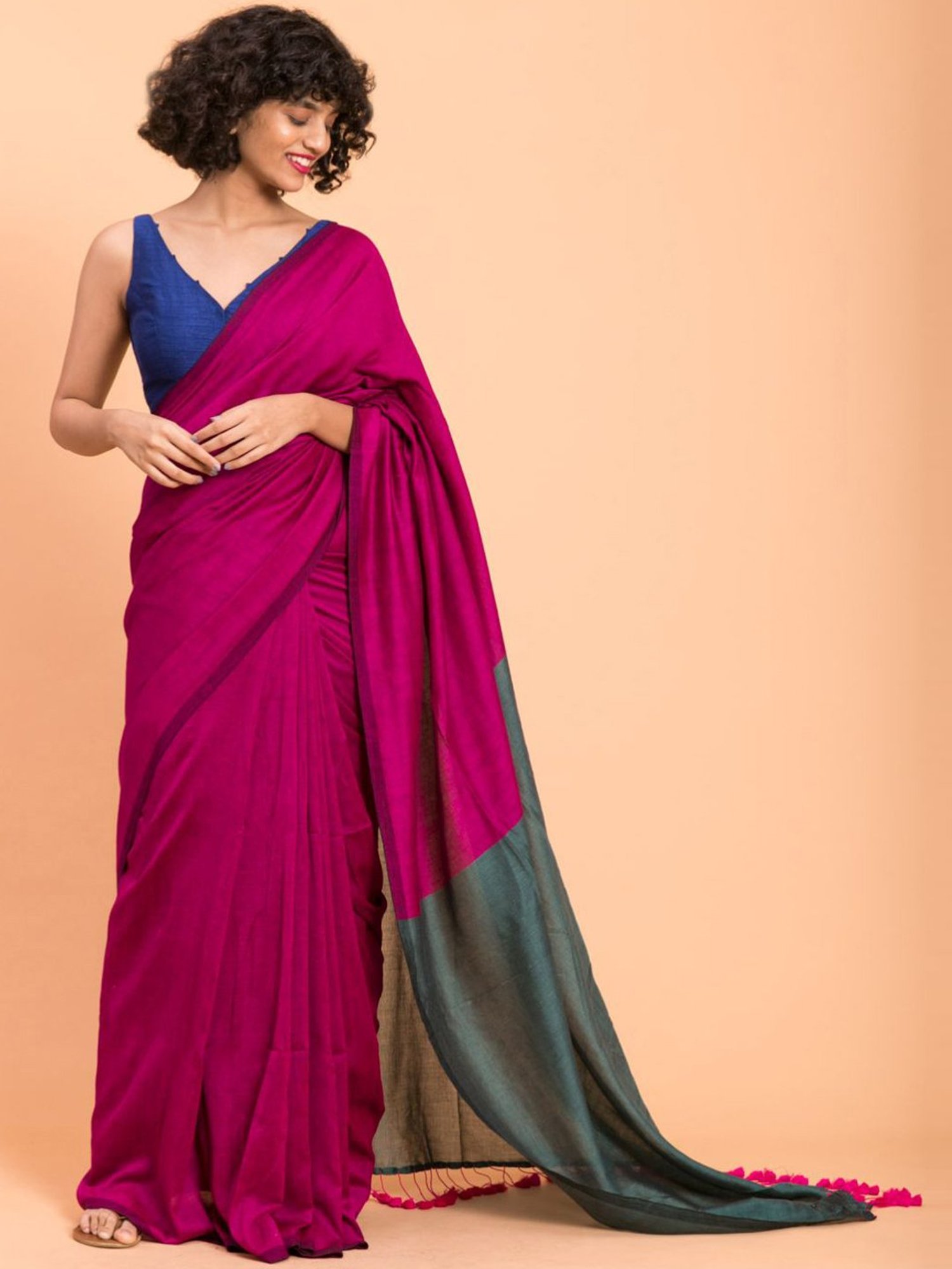 Buy Suta Pink Plain Saree Without Blouse for Women Online @ Tata CLiQ