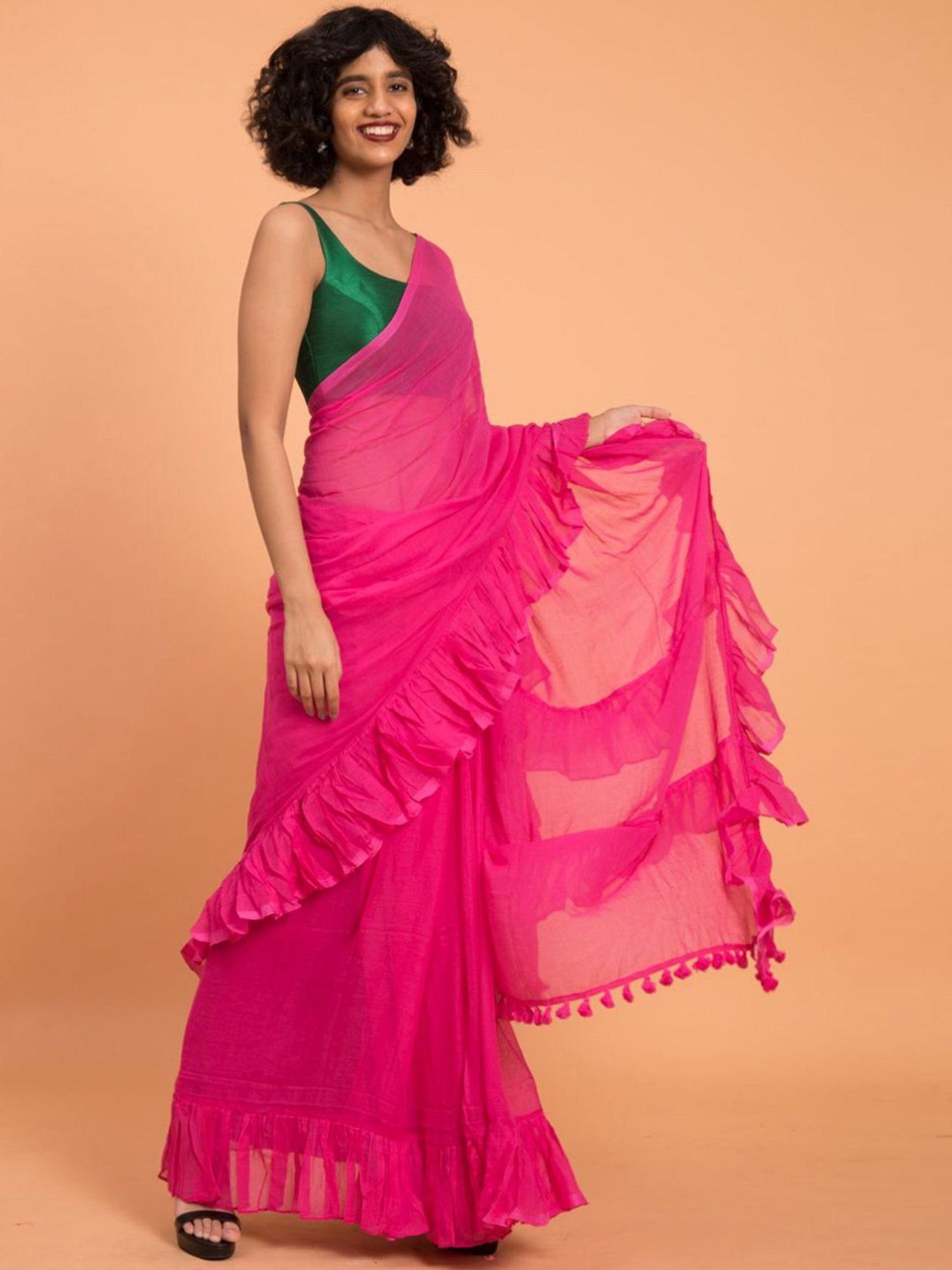 Buy Suta Pink Cotton Saree Without Blouse for Women Online @ Tata CLiQ