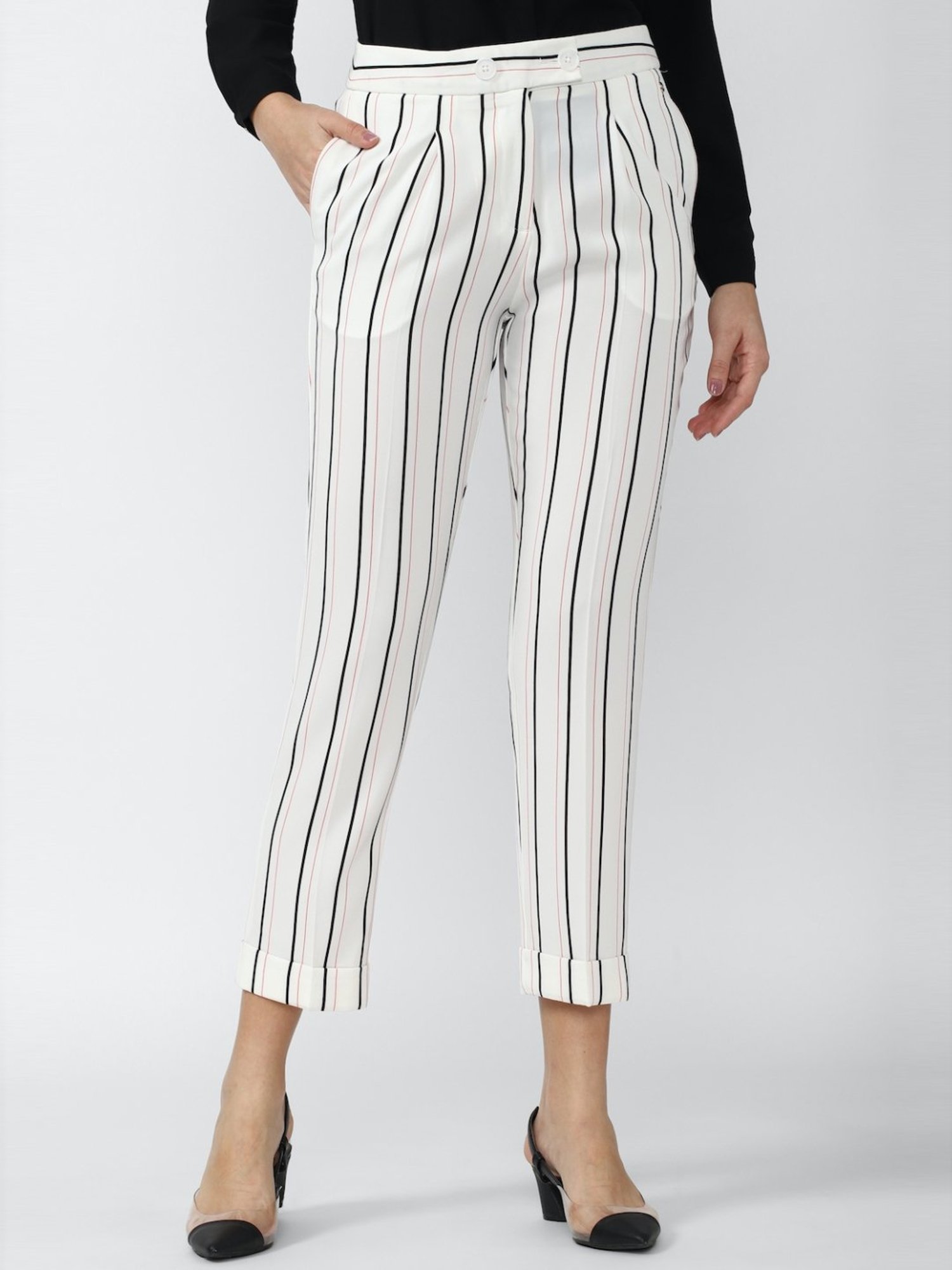 Van Heusen Trousers and Pants  Buy Van Heusen Women Beige Check Formal  Slim Fit Trousers Online  Nykaa Fashion