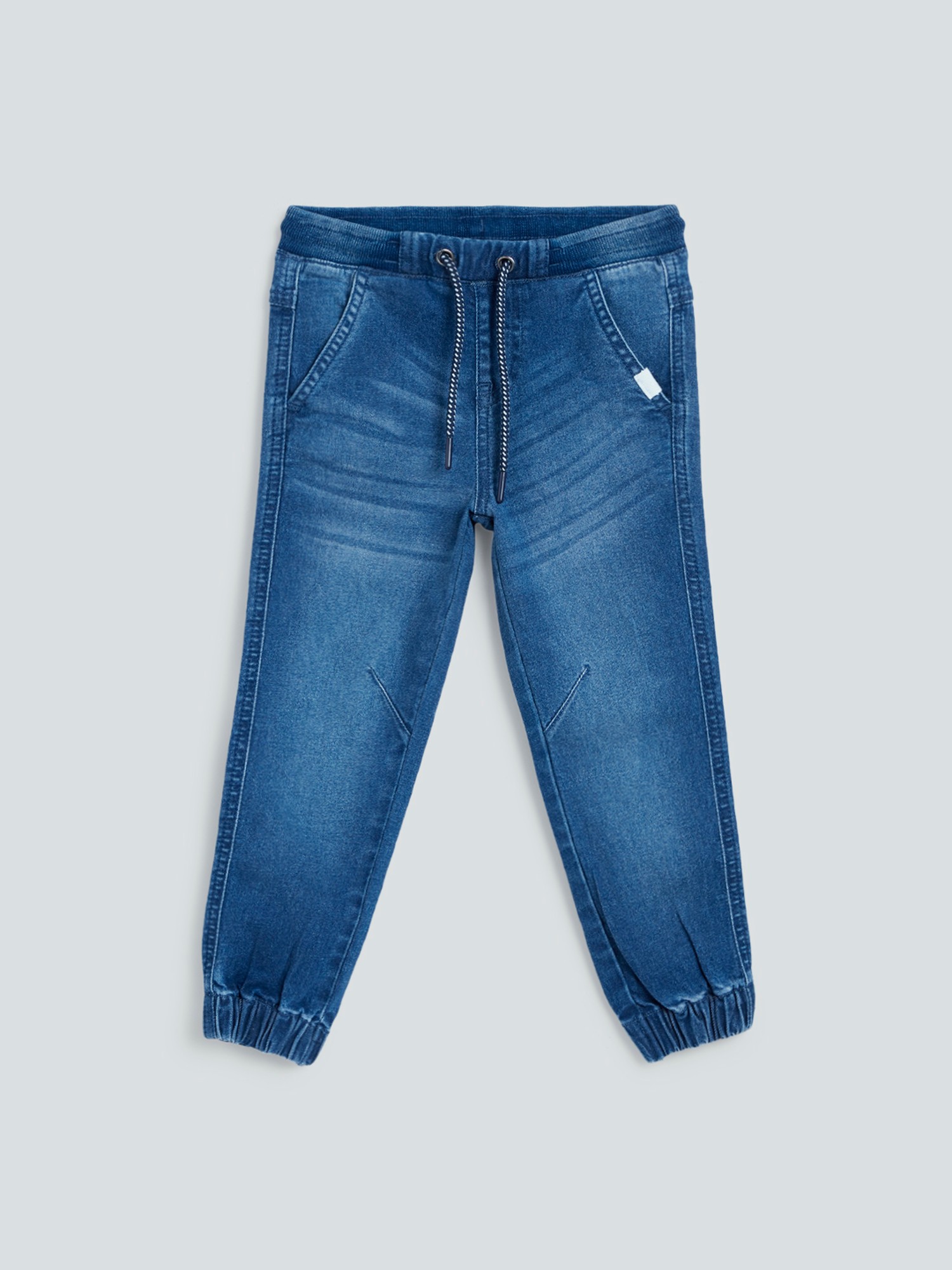 Buy HOP Kids Solid Blue Denim Jeans from Westside