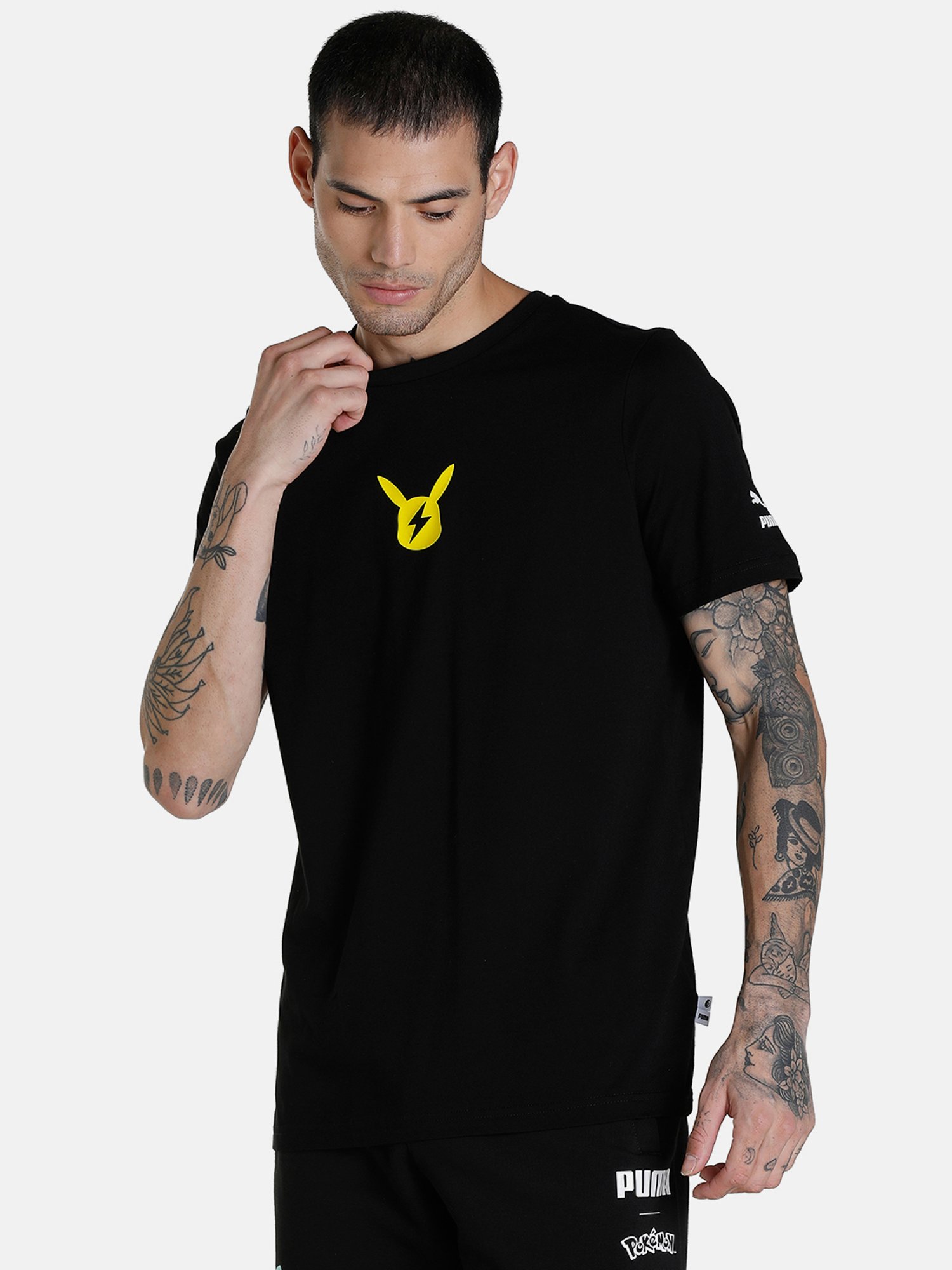 Puma Pokemon Black Cotton Crew T Shirt