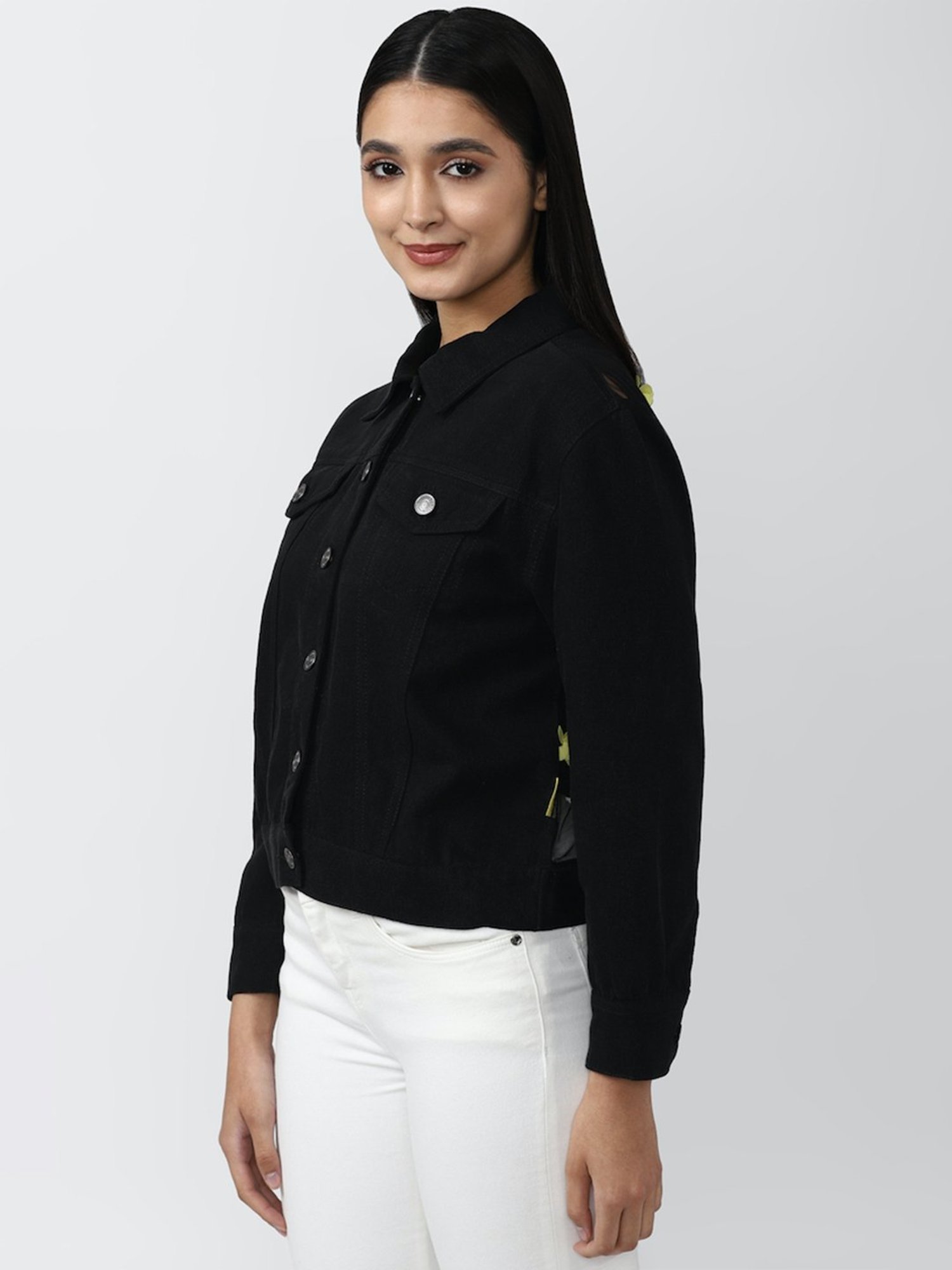 Buy A-IN GIRLS Black Embroidery Denim Jacket Online | ZALORA Malaysia