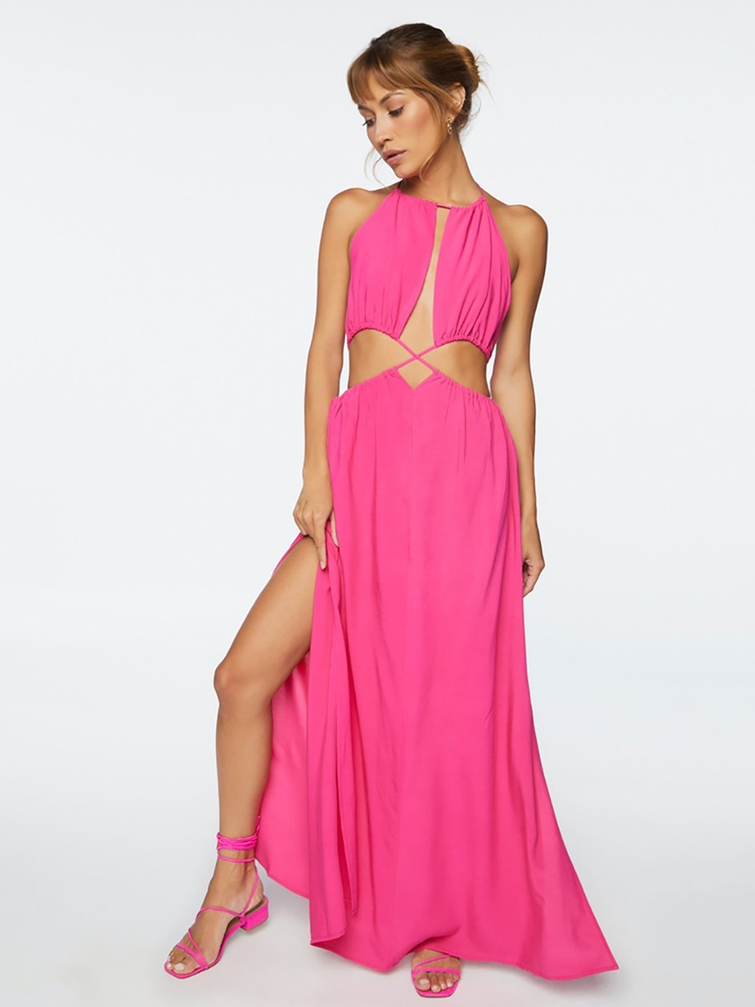 Pink maxi dress outlet with slit