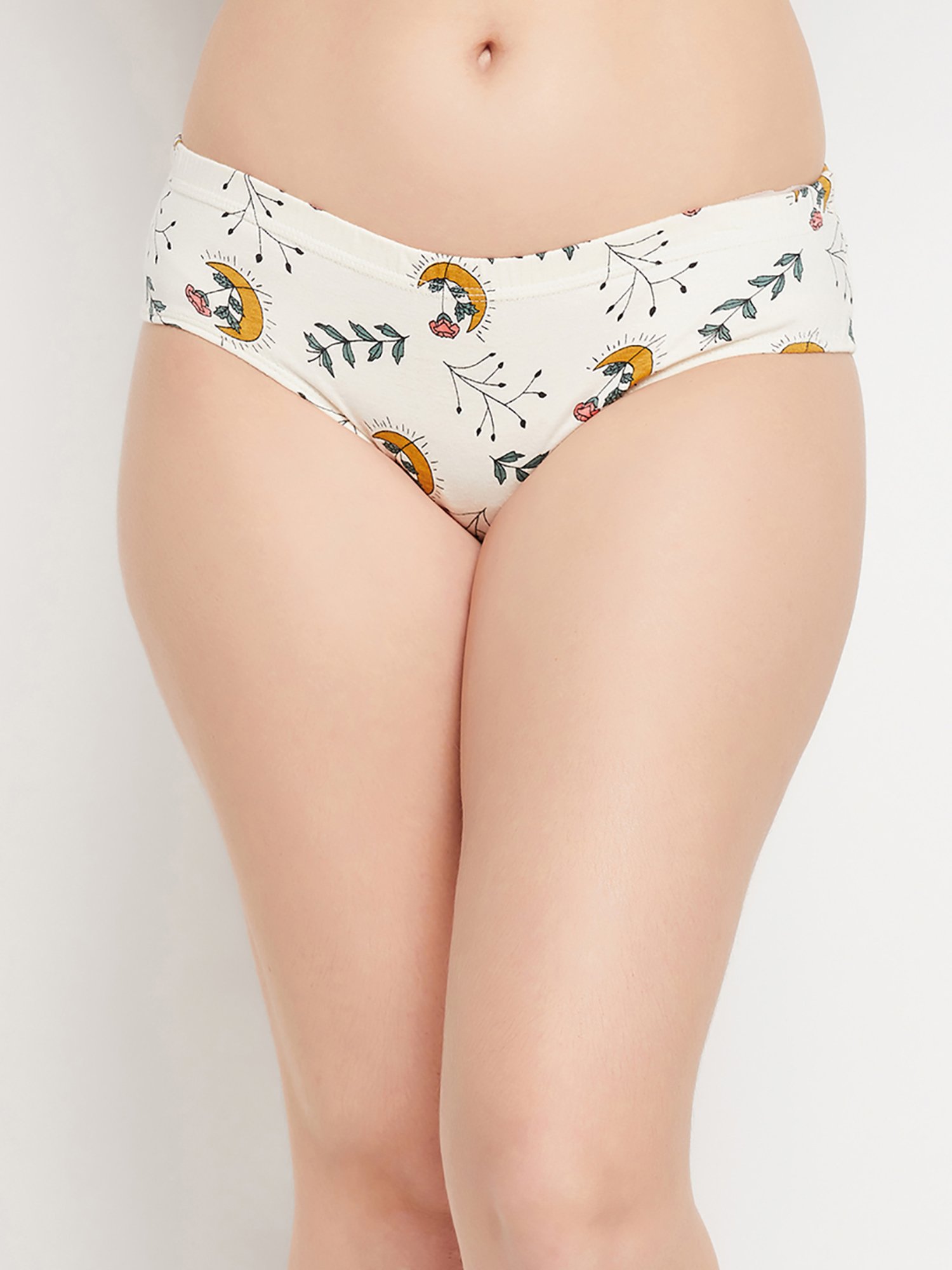 Clovia White Printed Hipster Panty