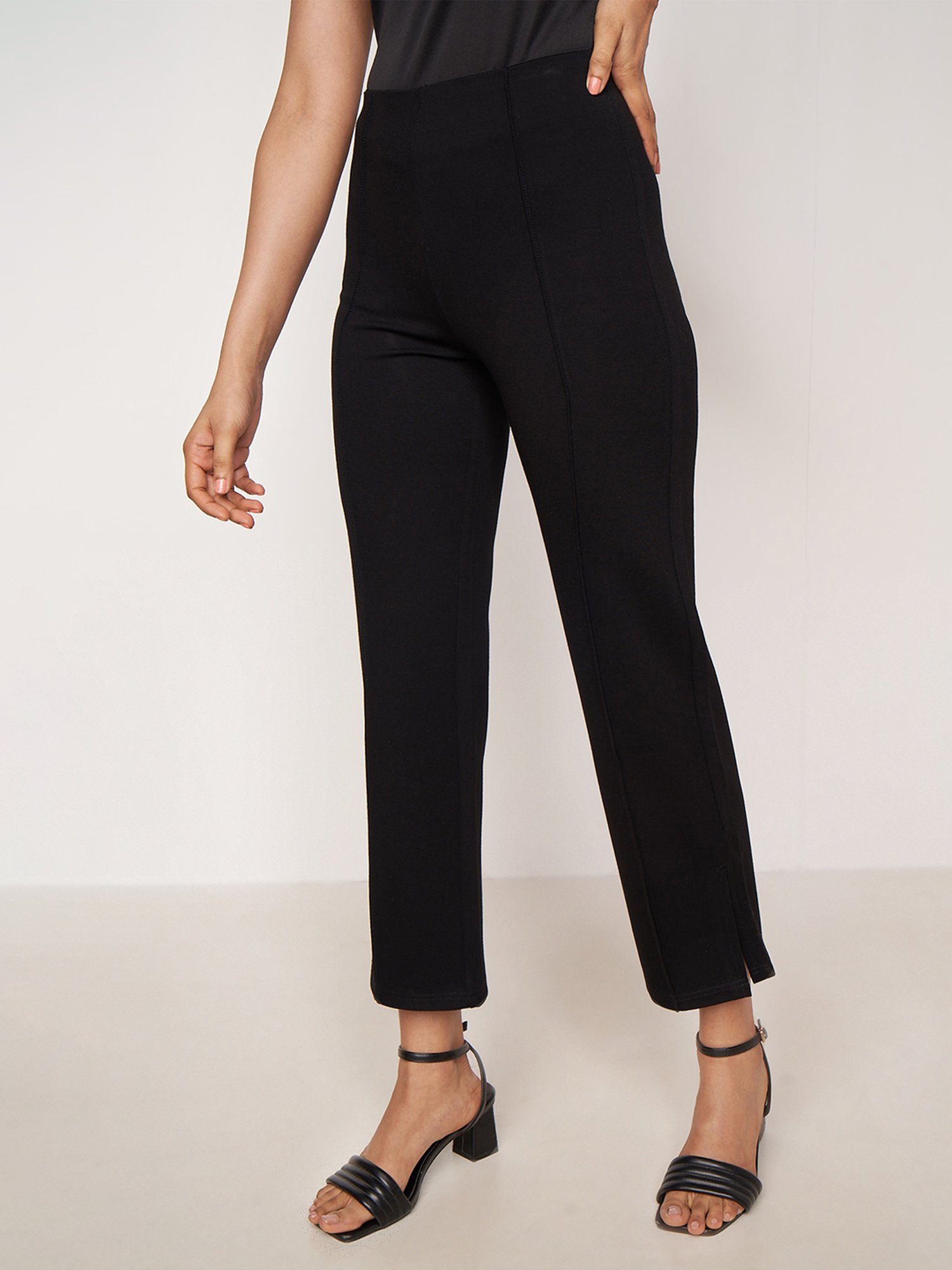 Cropped Stretch Trouser in Black  Roman Originals UK