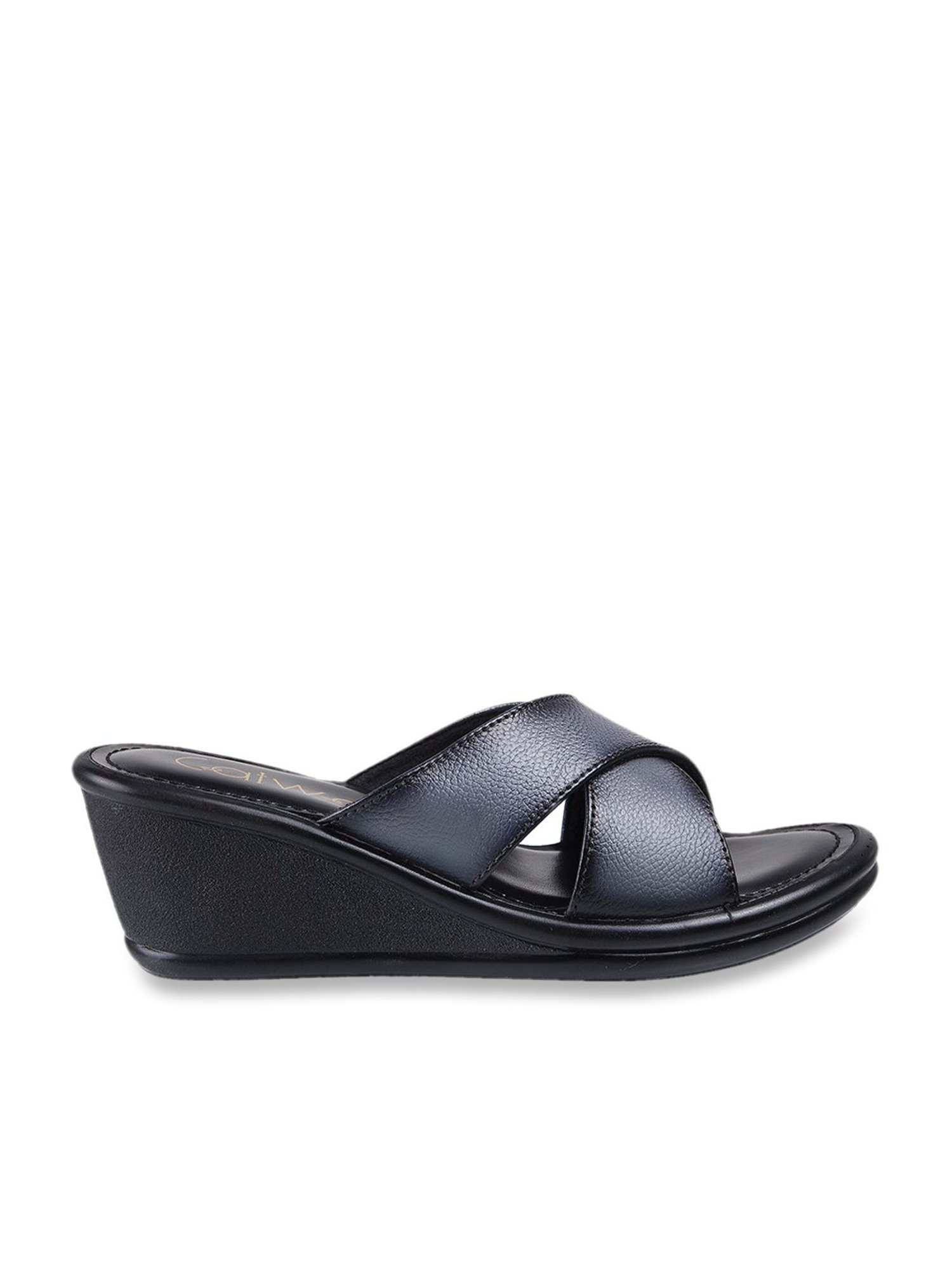 Women's Black Wedges Sandal from SAWADI | Comfort & Style for Women