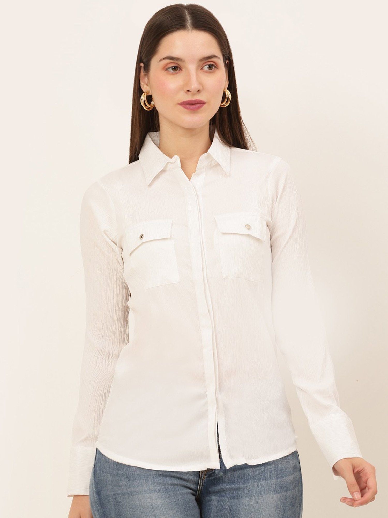 Buy Jainish White Regular fit Shirt for Women Online @ Tata CLiQ