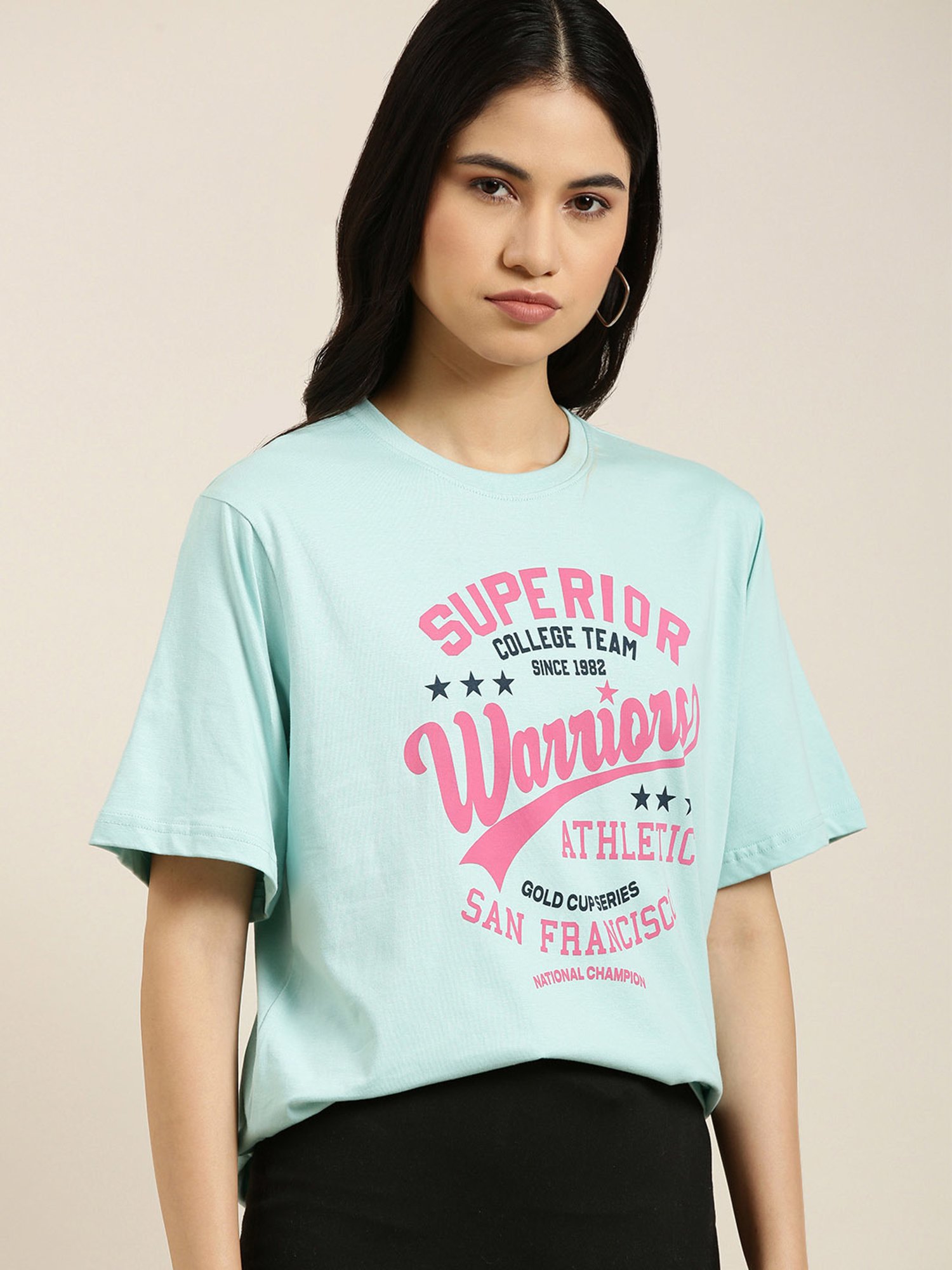 Buy Dillinger Light Pink Cotton T-Shirt for Women Online @ Tata CLiQ