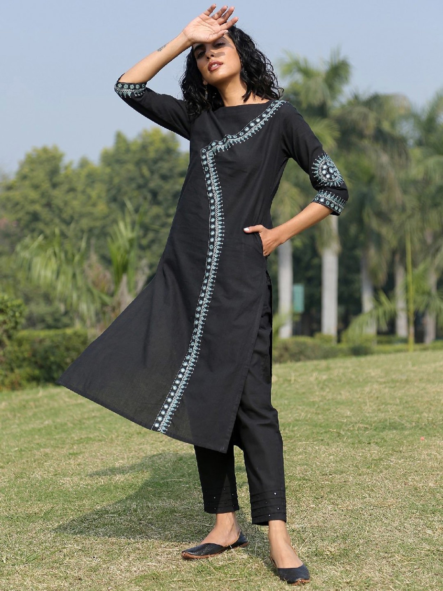 Buy The Indian Ethnic Co. Black Ajrakh Cotton Dress online