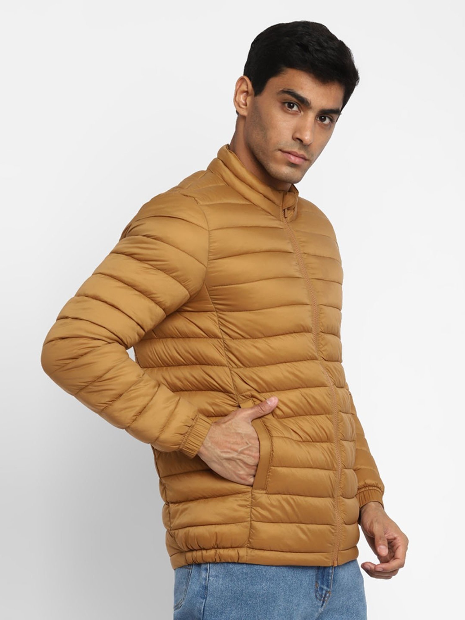 Buy LIFE Mustard Solid Polyester Regular Fit Men's Jacket | Shoppers Stop