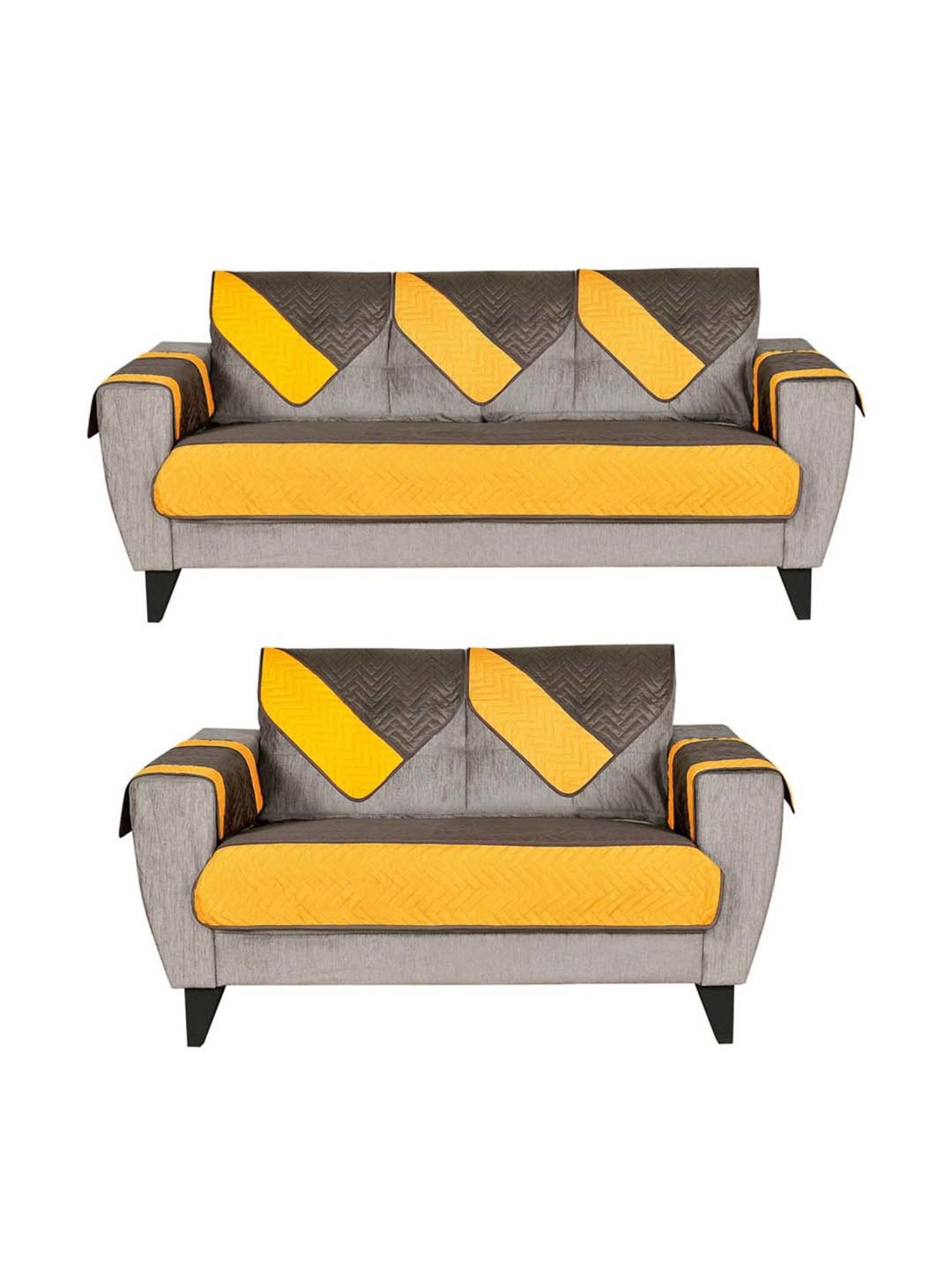 Buy @home Mustard Polyester Two Seater Sofa Cover - Set of 1 at Best Price  @ Tata CLiQ