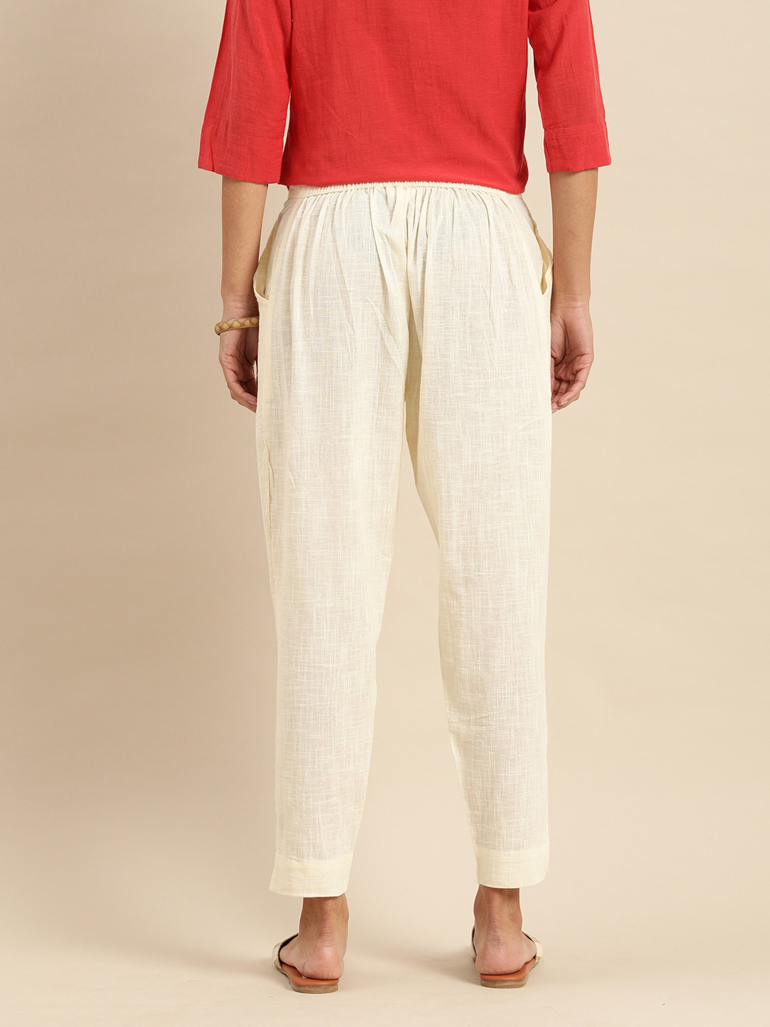 Buy Rajnandini Off-White Cotton Pants for Women Online @ Tata CLiQ