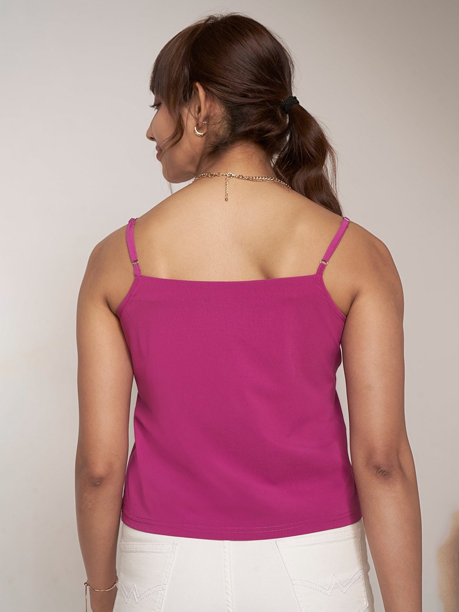 Pink spaghetti outlet strap tank top