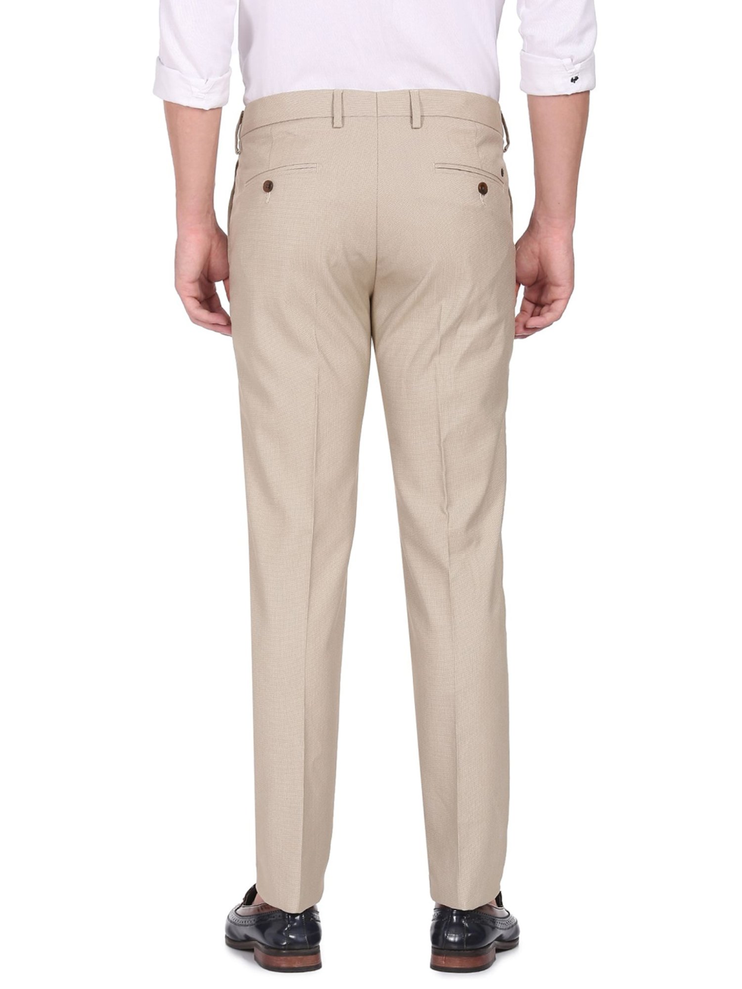 Buy Arrow Men Khaki Regular Fit Solid Formal Trousers  NNNOWcom