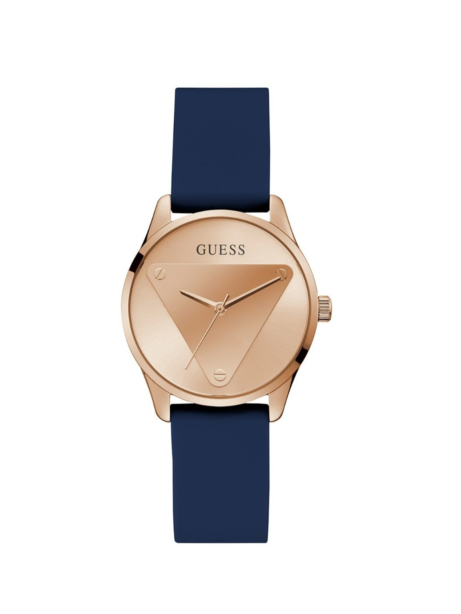 Guess Rose Gold-Tone Stainles Steel + Iconic Blue Stain Resistant Silicone  Watch with Day + Date Functions. Color: Blue (Model: U1053L1) : Amazon.in:  Fashion