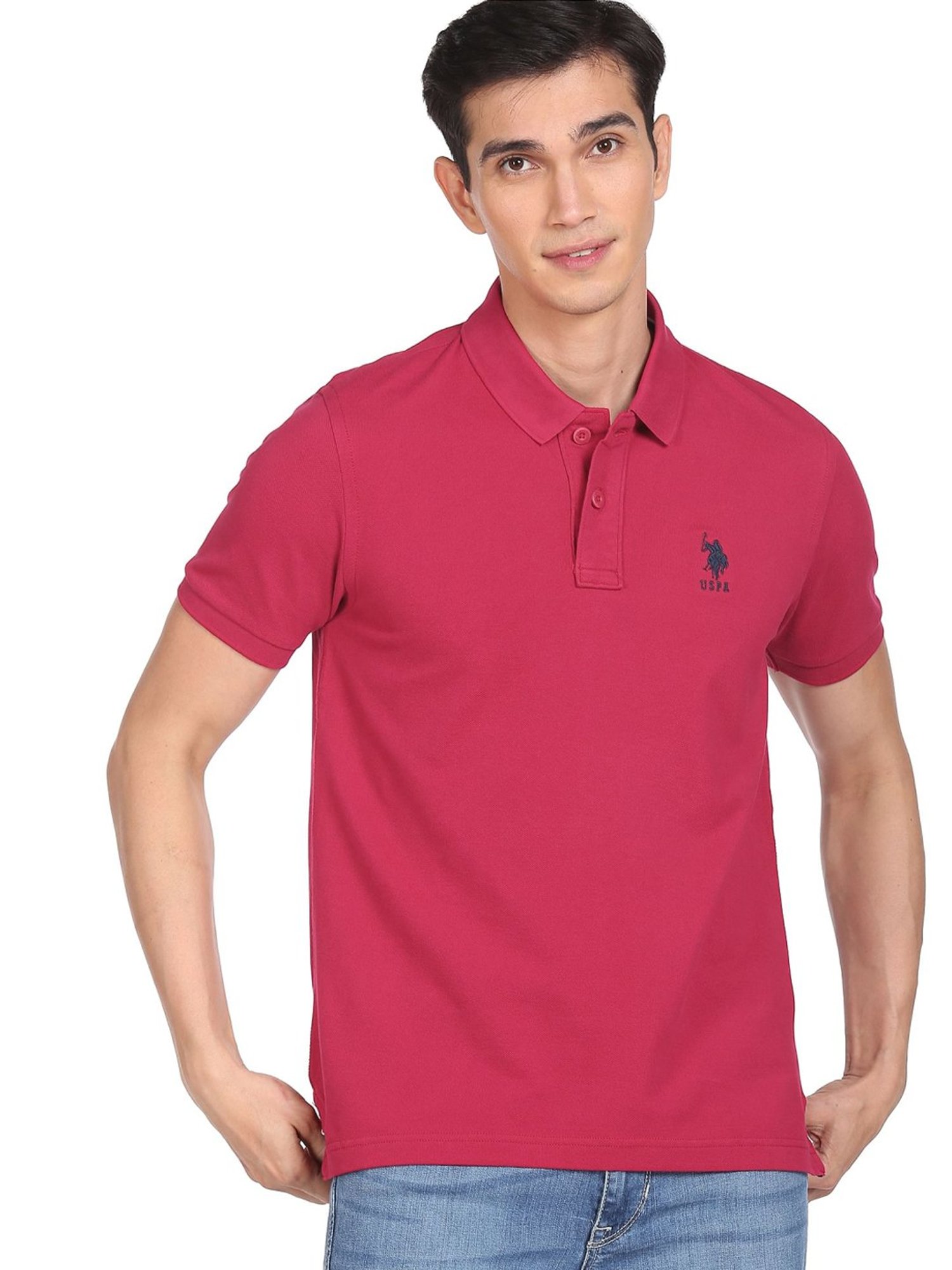 Buy U.S. Polo Assn. Light Pink Regular Fit Cotton Shirt for Men's Online @  Tata CLiQ