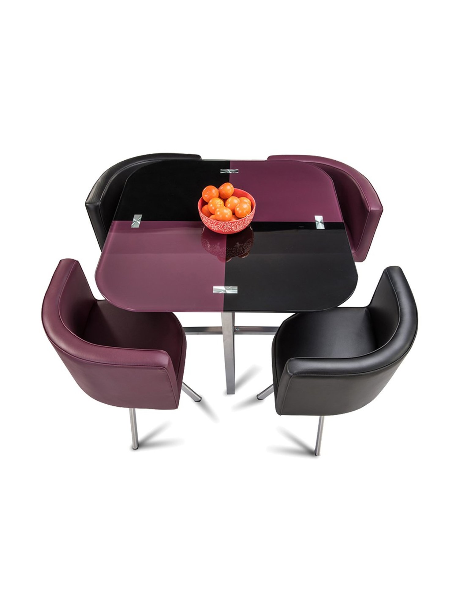 Buy Durian Neon Purple Black Glass 4 Seater Dining Set at Best Price Tata CLiQ