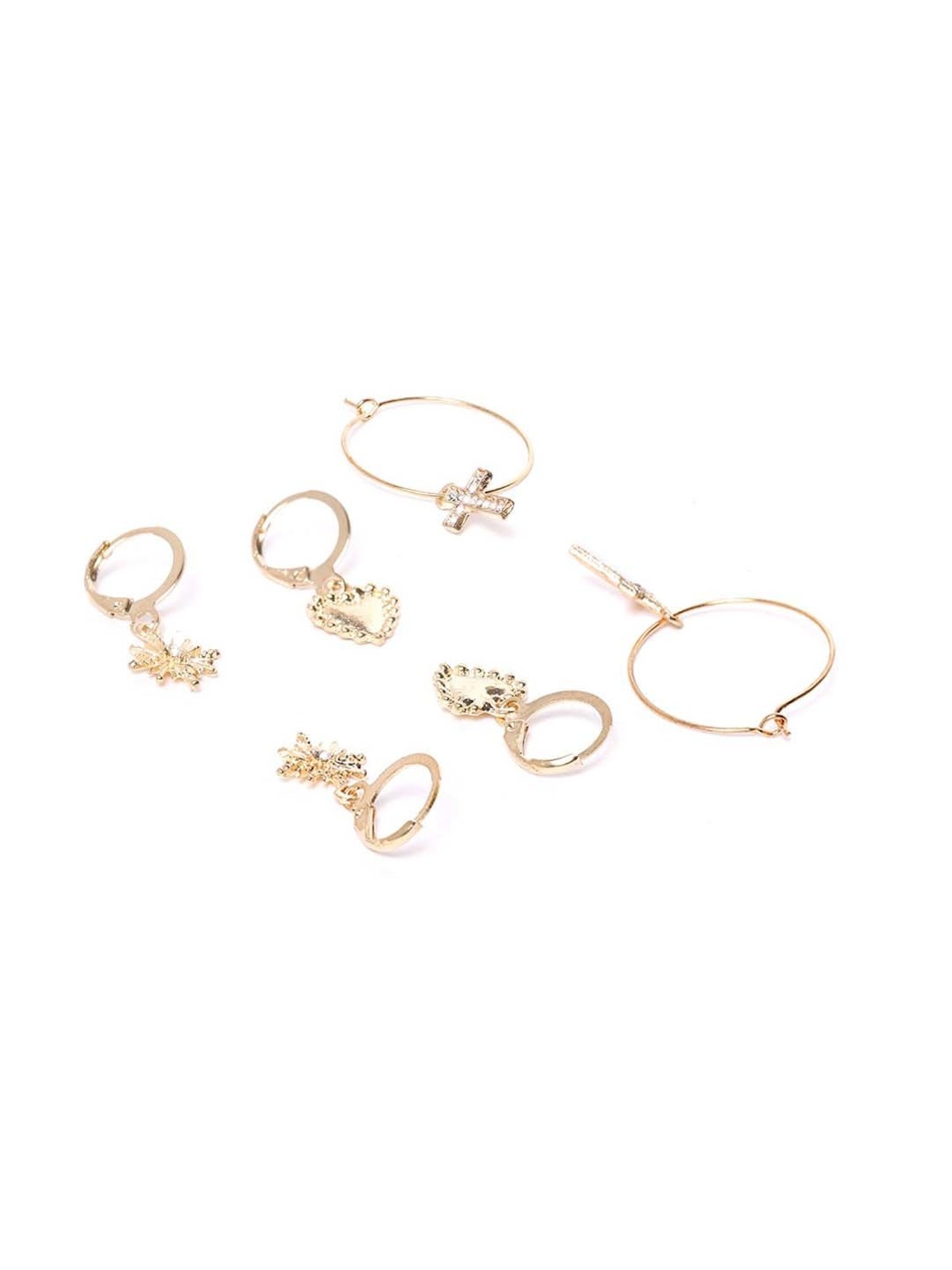 Francesca's Eileen Textured Hoop Charm Earring Set | Hamilton Place