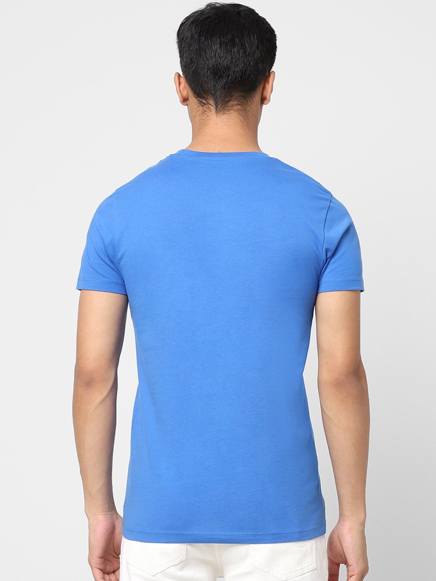 Buy Jack & Jones Royal Blue Cotton Crew T-Shirt for Men's Online