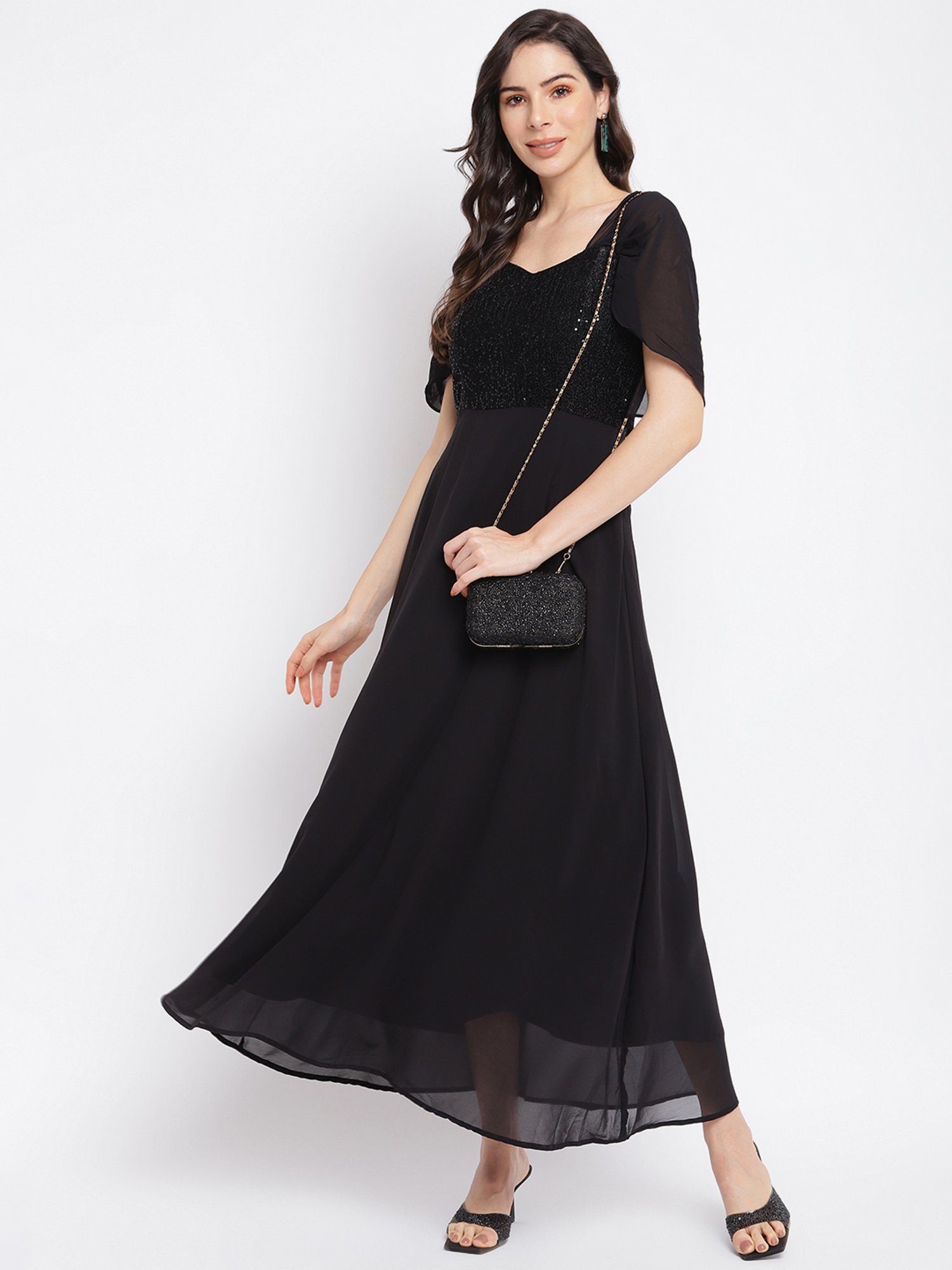 Black Solid Ankle-Length Casual Women Flared Fit Dress - Selling Fast at  Pantaloons.com