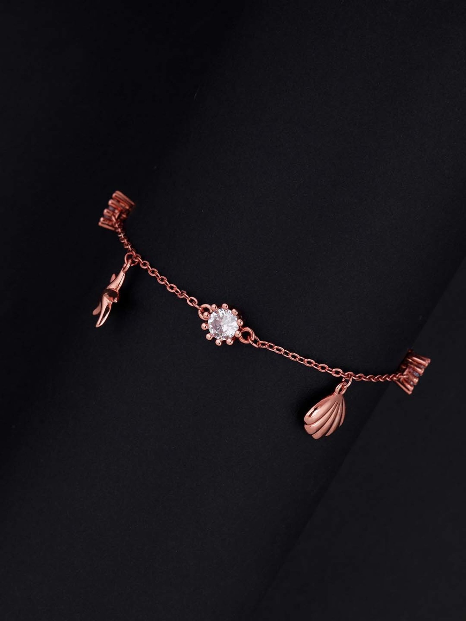 D shaped Supple Bracelet, Rose Gold