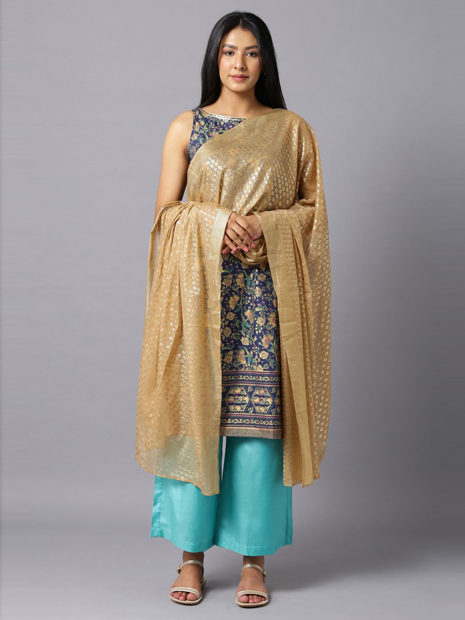 Aurelia Dupatta Donna In Puro Cotone Con Stampa Floreale - Rosa - 2,25 Metri - Sciarpa Decorativa