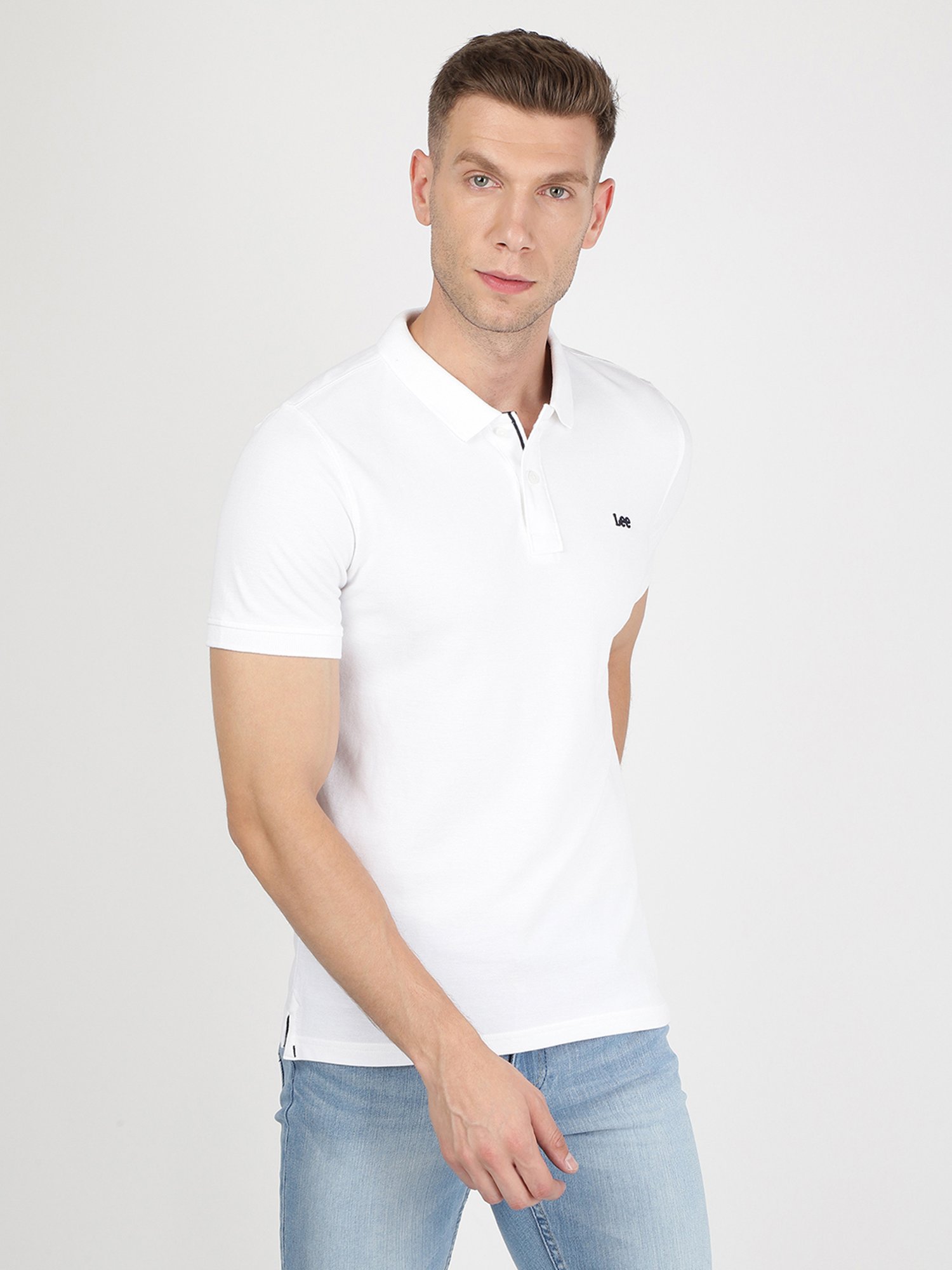 Buy Lee White Cotton Slim Fit Polo T Shirt for Mens Online Tata CLiQ