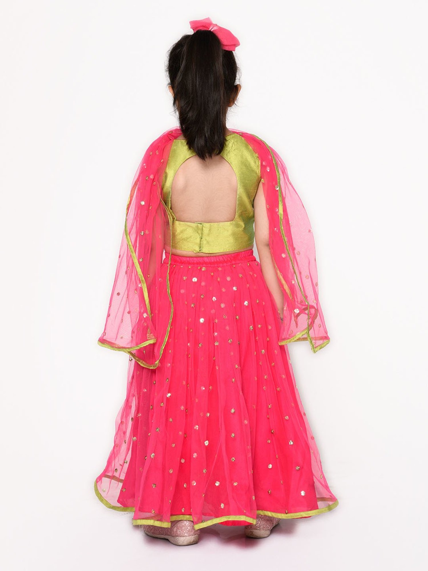 SAKA DESIGNS Girls Pink & Red Printed Ready to Wear Lehenga & Blouse With  Dupatta - Absolutely Desi