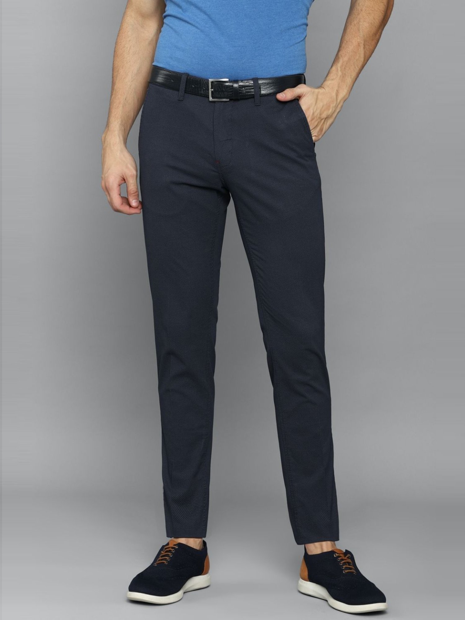 Buy Louis Philippe Sport Navy Cotton Regular Fit Textured Trousers for Mens  Online  Tata CLiQ