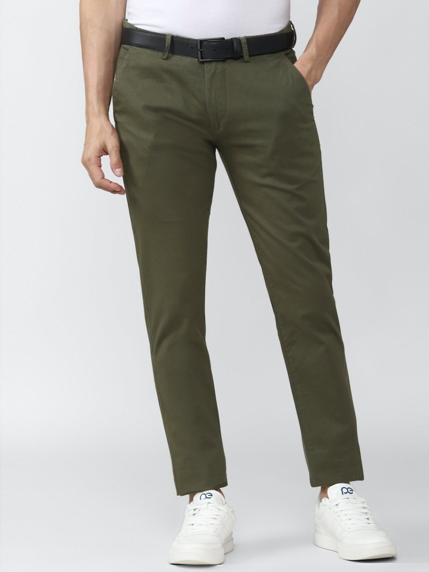Peter England Casual Trousers  Buy Peter England Men Olive Solid Carrot  Fit Casual Trousers Online  Nykaa Fashion