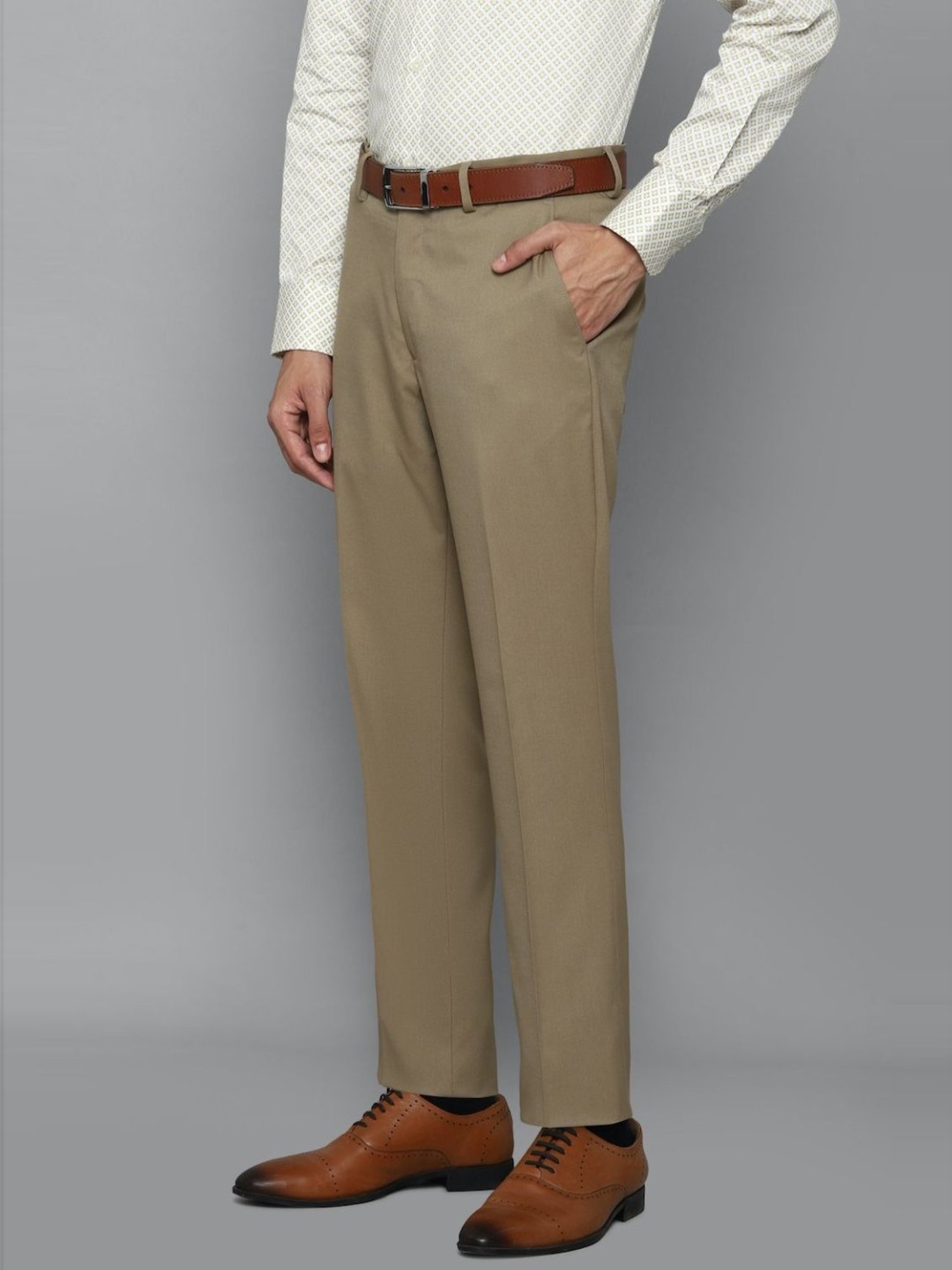 Buy Louis Philippe Jeans Khaki Steven Slim Fit Trousers - Trousers for Men  1441908