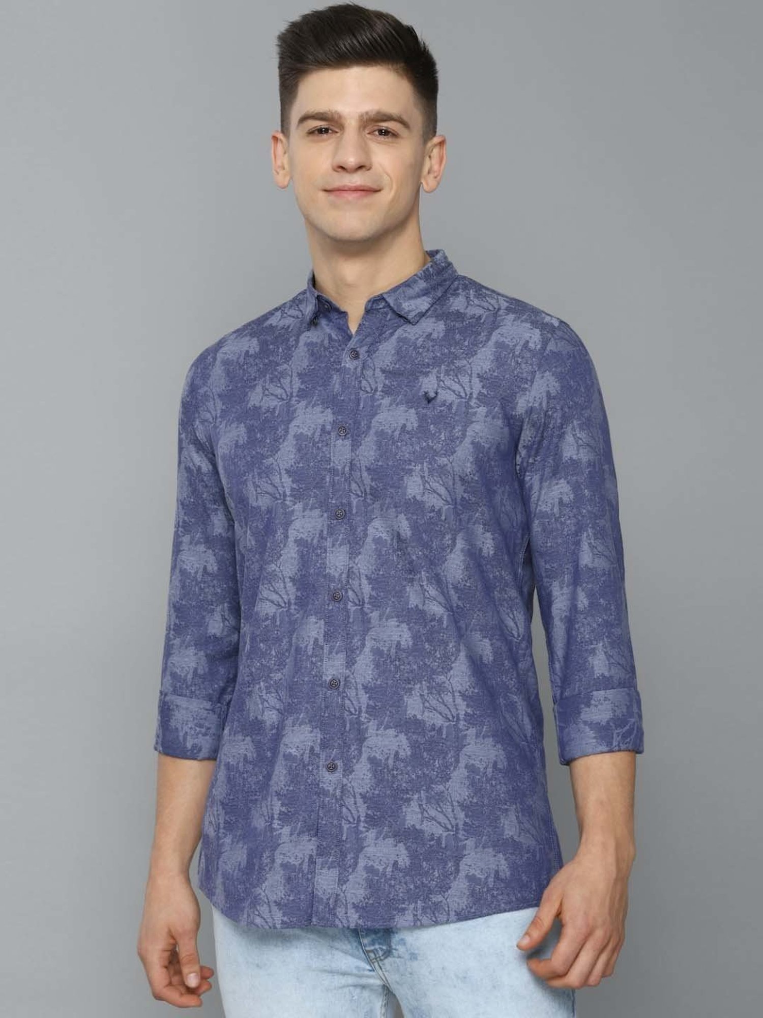 Buy Allen Solly White & Blue Cotton Regular Fit Printed Shirt for Mens  Online @ Tata CLiQ