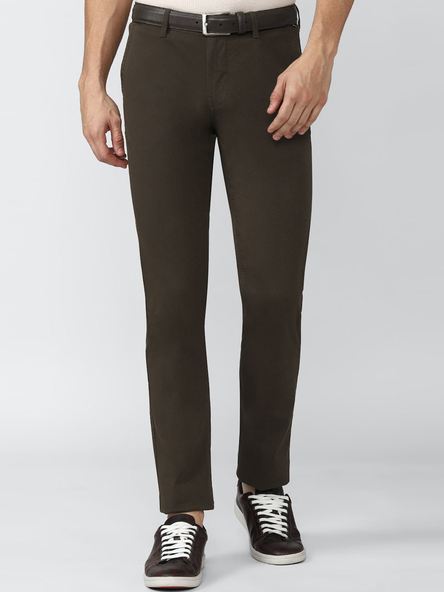 Buy Van Heusen Sport Brown Slim Fit Trousers for Mens Online  Tata CLiQ