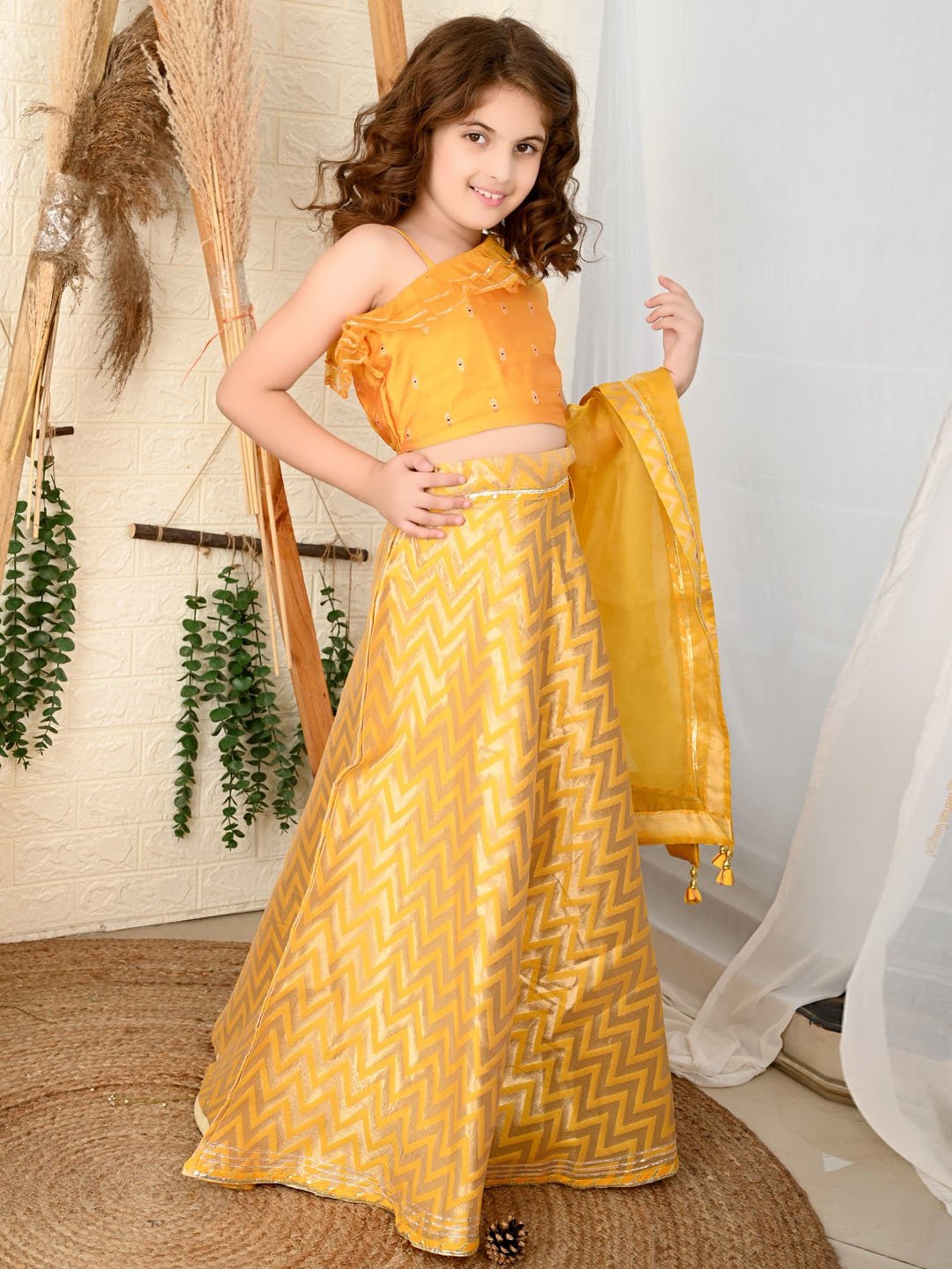 Buy Indian Ethnic Clothing - Yellow kids Kids Girls Lehengas