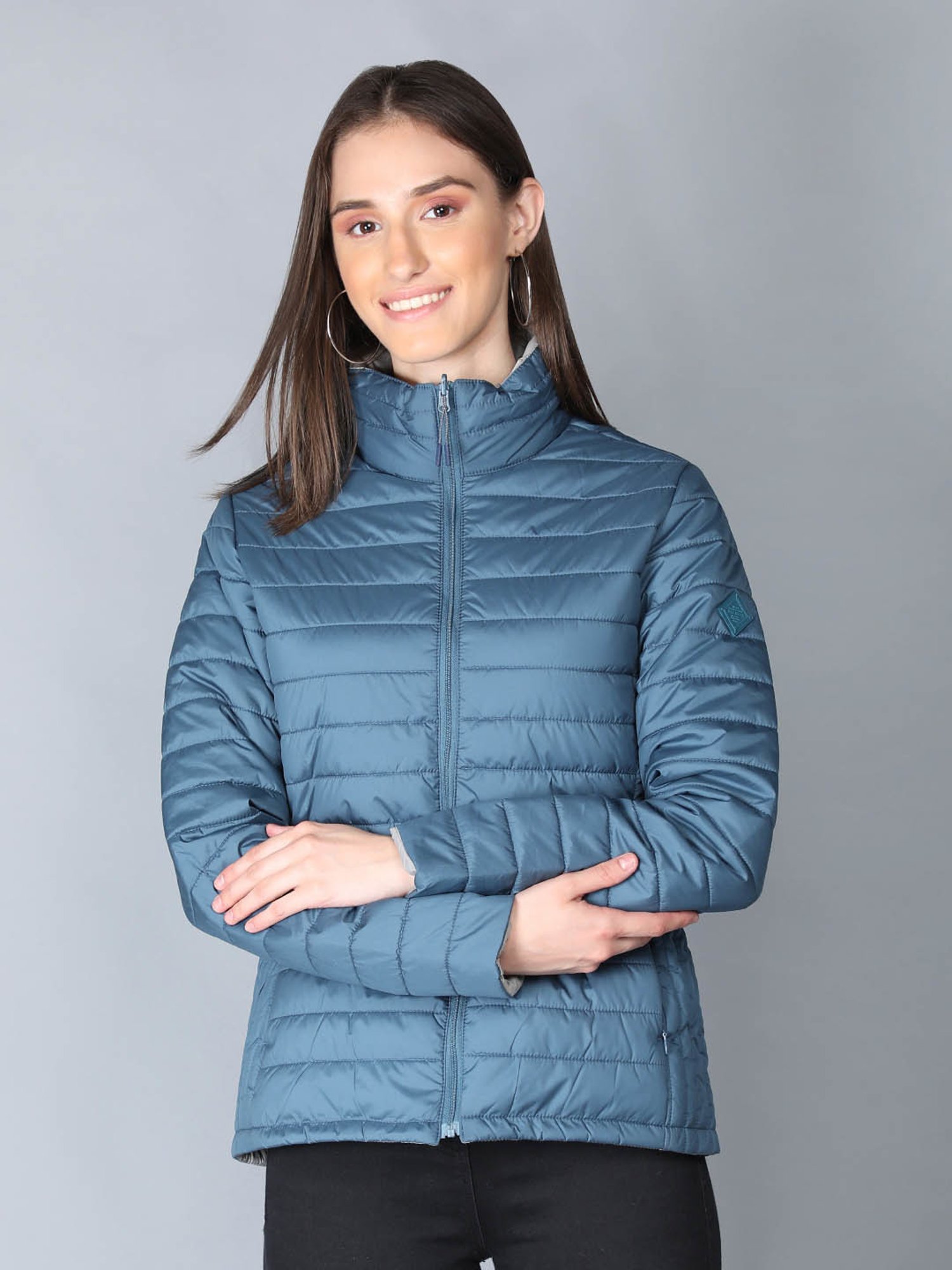 Buy LURE URBAN Teal & Grey Reversible Puffer Jacket for