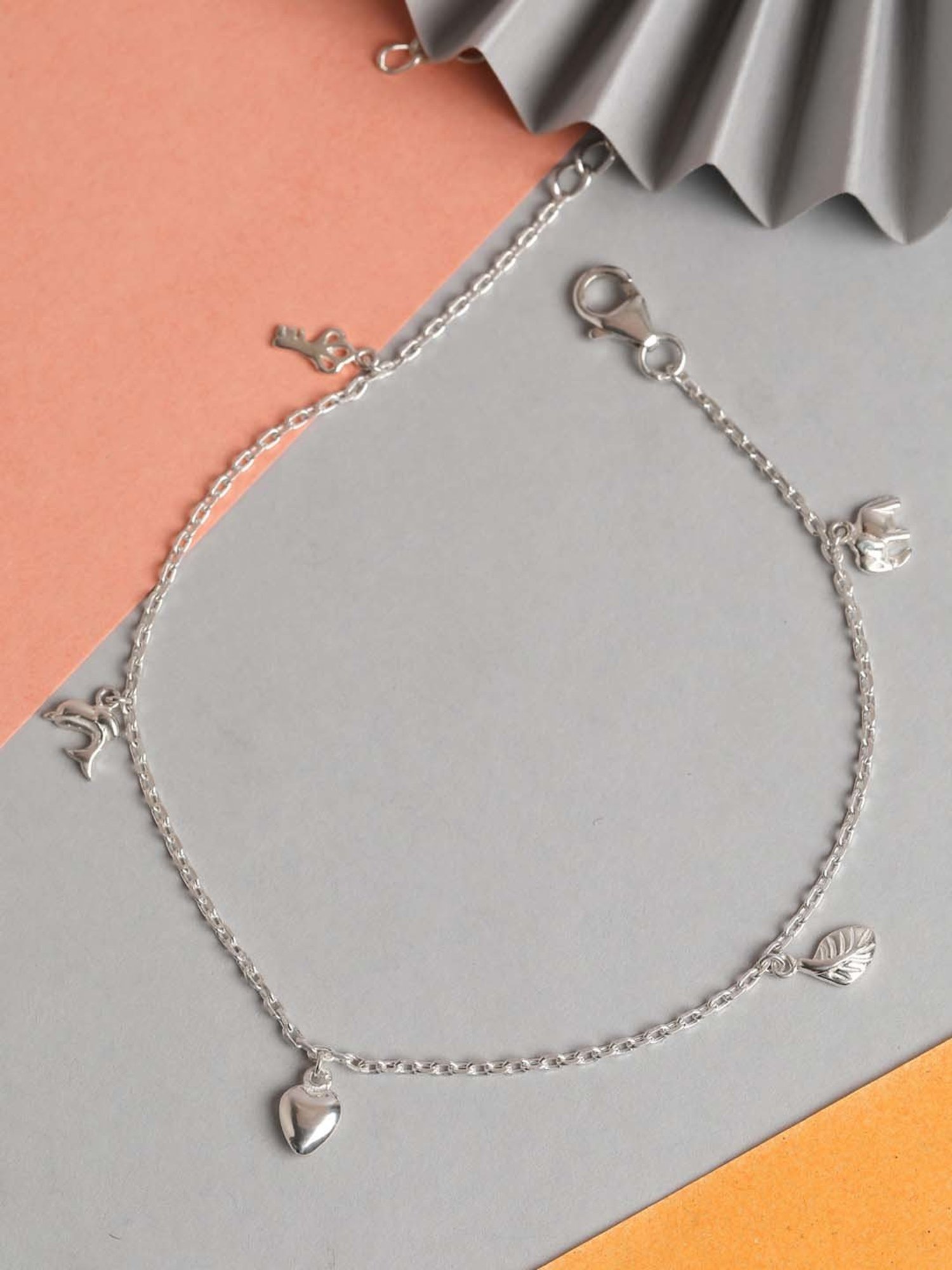 Sterling silver charm deals anklet