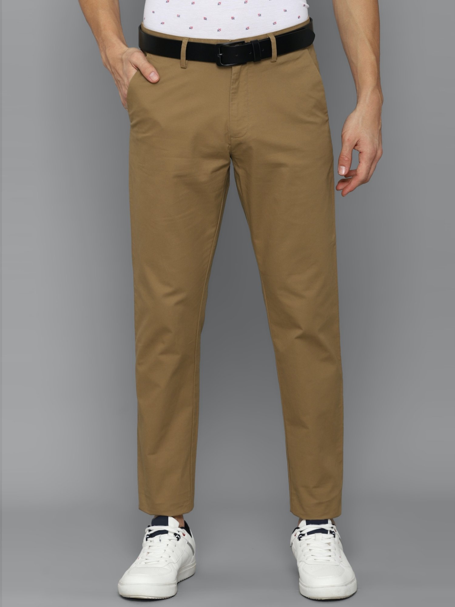 Buy Men Brown Regular Fit Solid Casual Trousers Online  701565  Allen  Solly