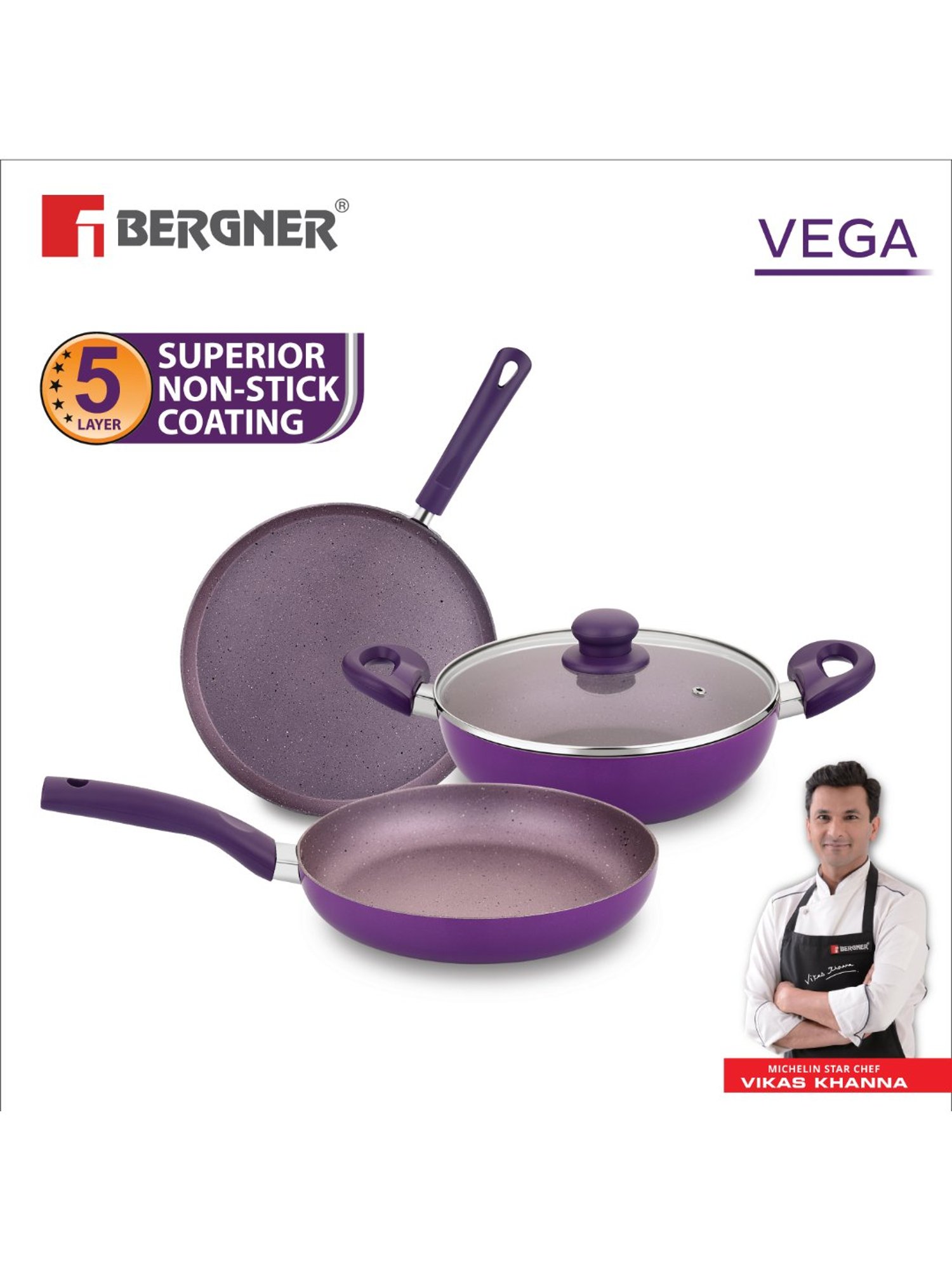 Buy Bergner Non-Stick Cookware Set - Tawa, Kadhai, Fry Pan with