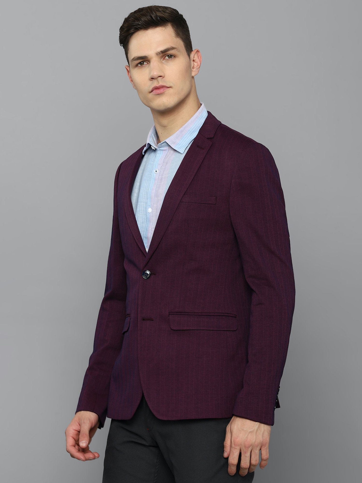 Louis Philippe Mens Notched Lapel Slub Blazer : : Fashion