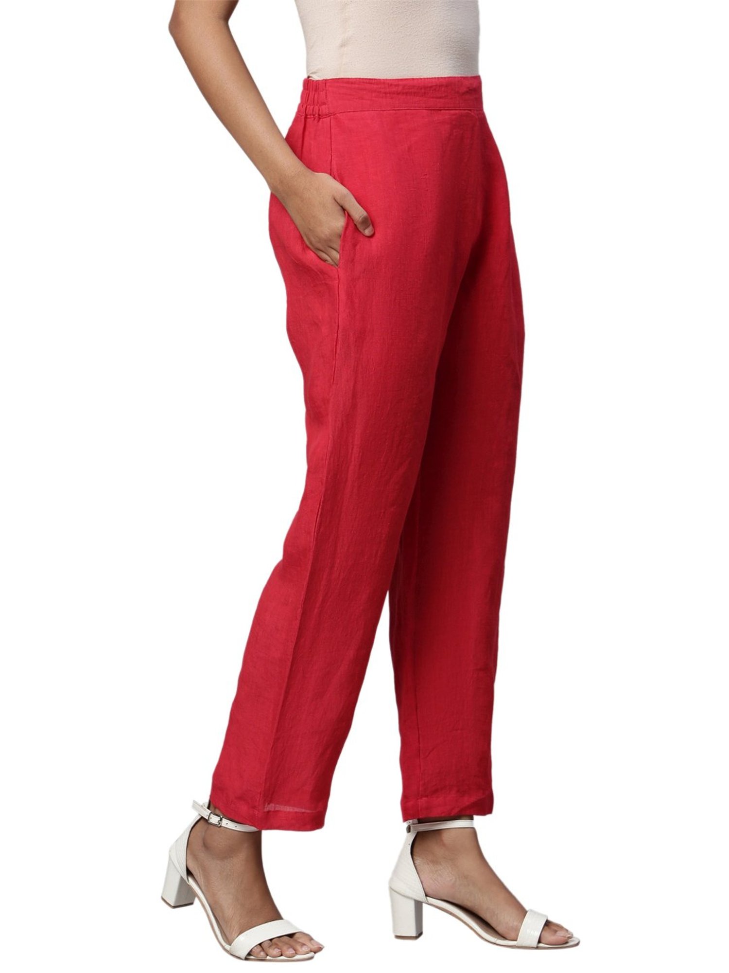 Buy Red Solid Pants Online - W for Woman
