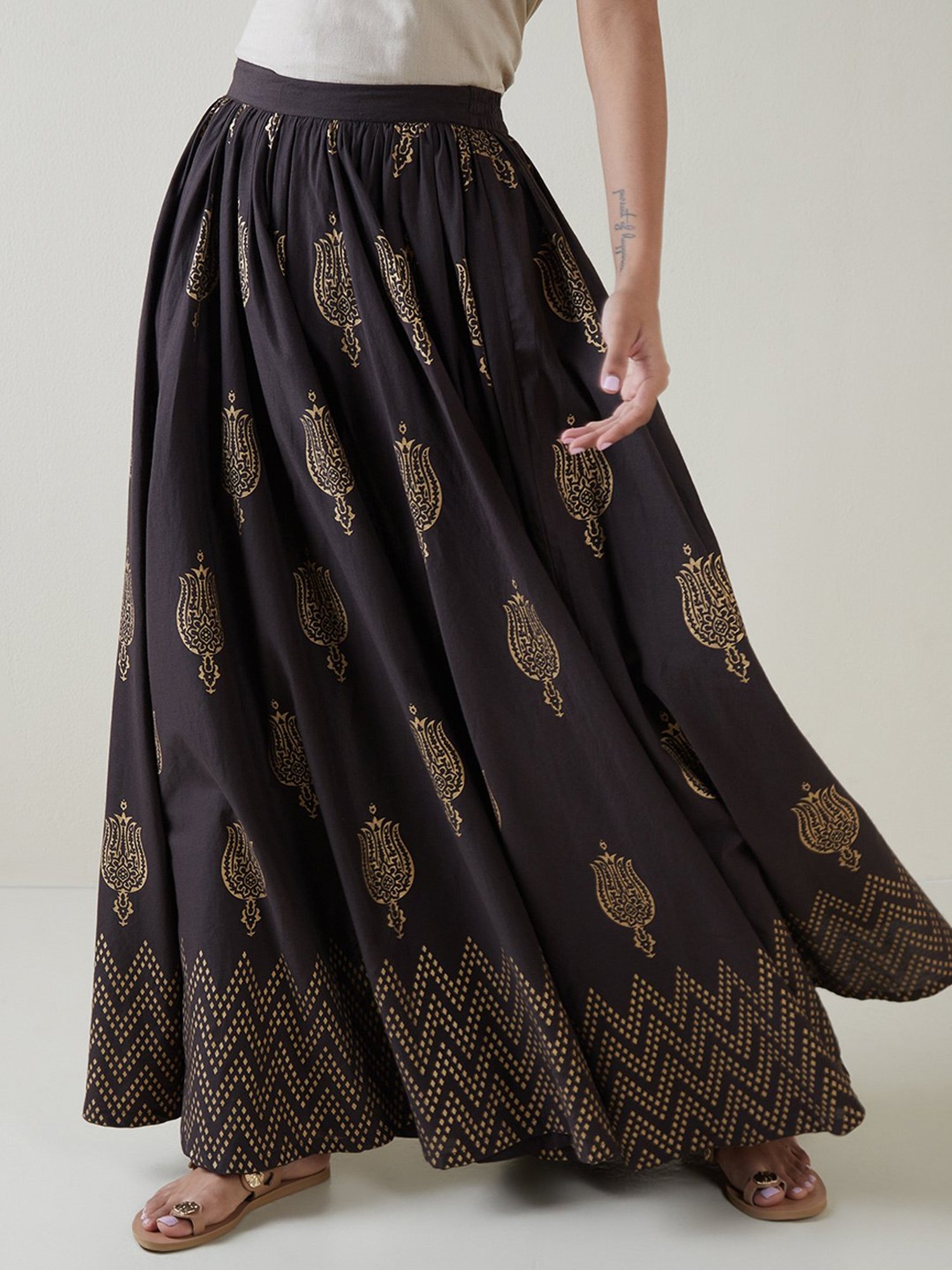 Buy Cation Orange Floral Pattern Maxi Skirt for Women Online  Tata CLiQ