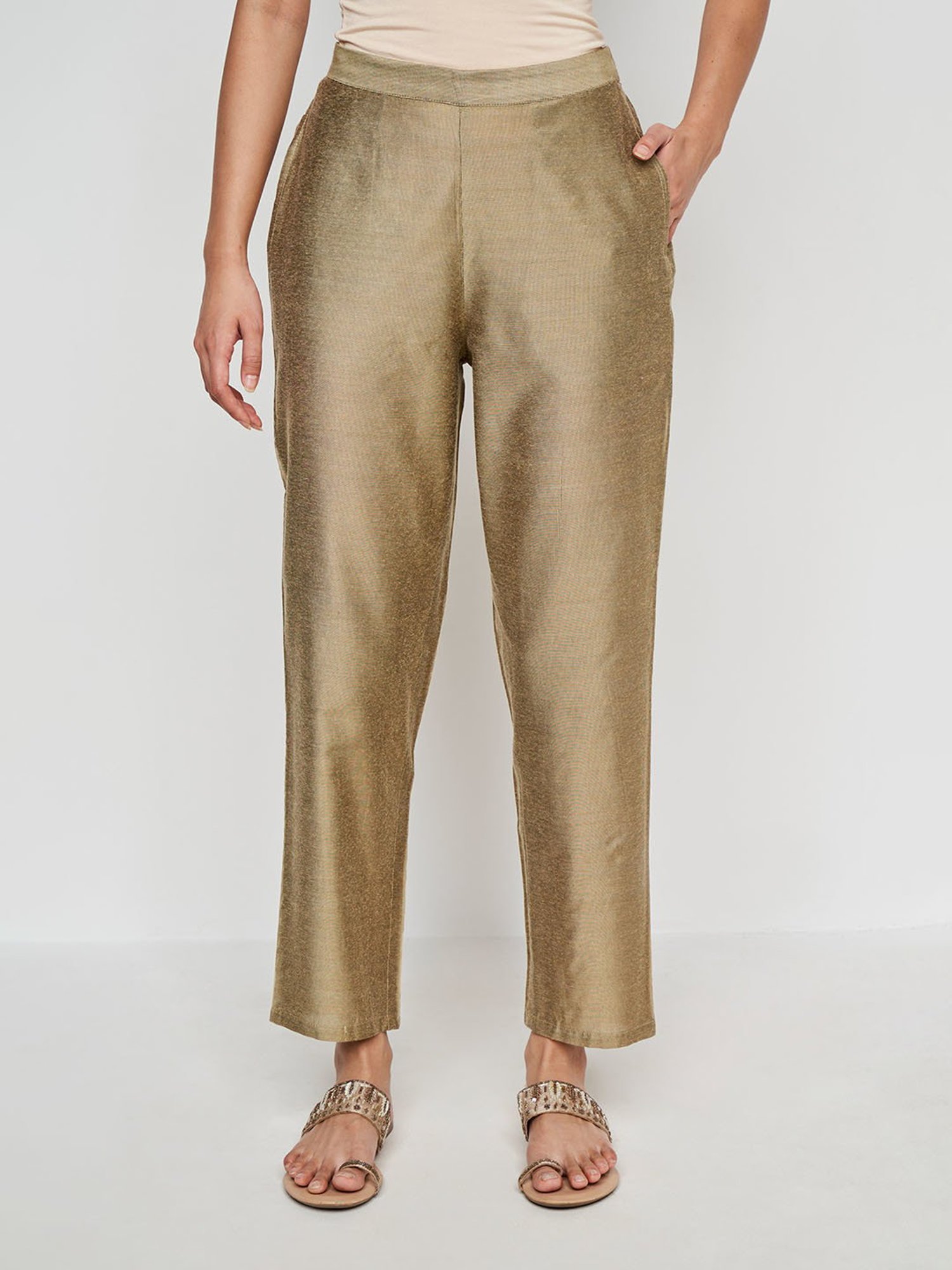 ASOS DESIGN oversized tapered suit trousers in gold metallic  ASOS