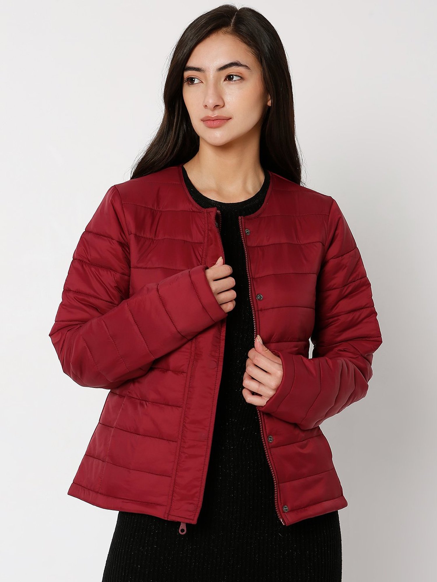 Maroon Leather Jacket for Women